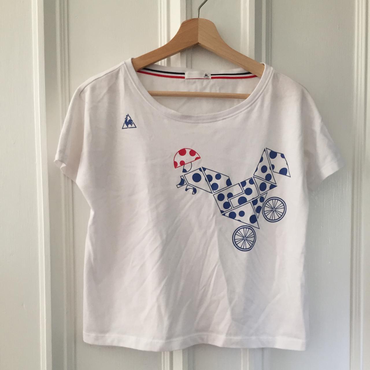 Le Coq Sportif deadstock boxy white cropped tshirt.... - Depop