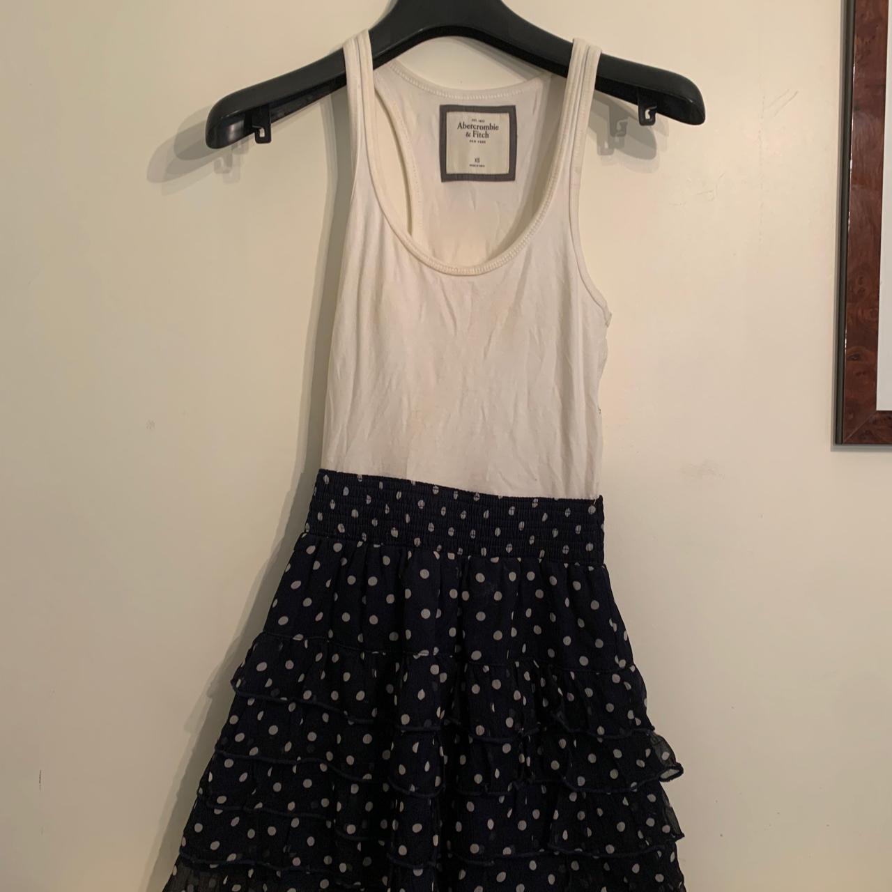 Abercrombie & Fitch Women's White and Navy Dress | Depop