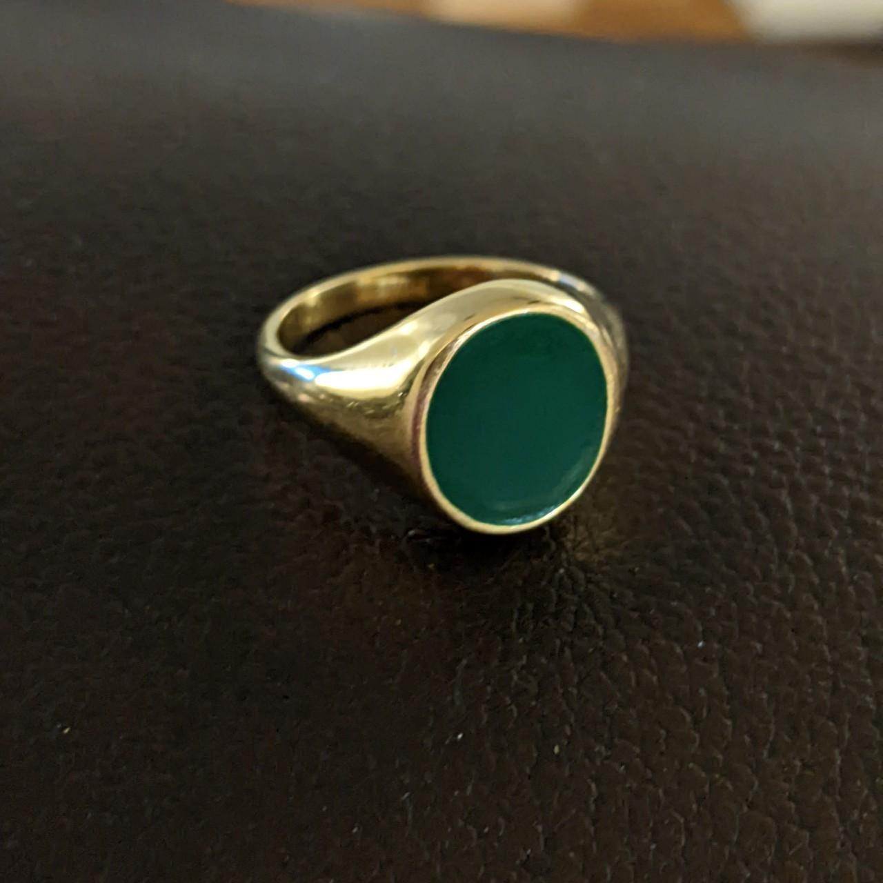 Miansai Heritage Ring, Gold Vermeil/Green - Green /... - Depop