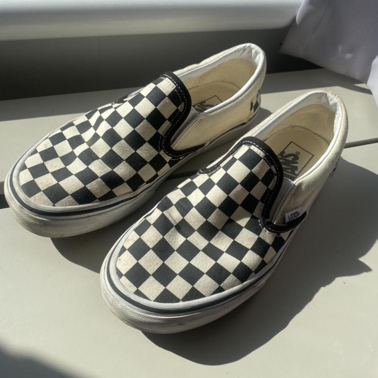 vans black & cream classic checkerboard trainers