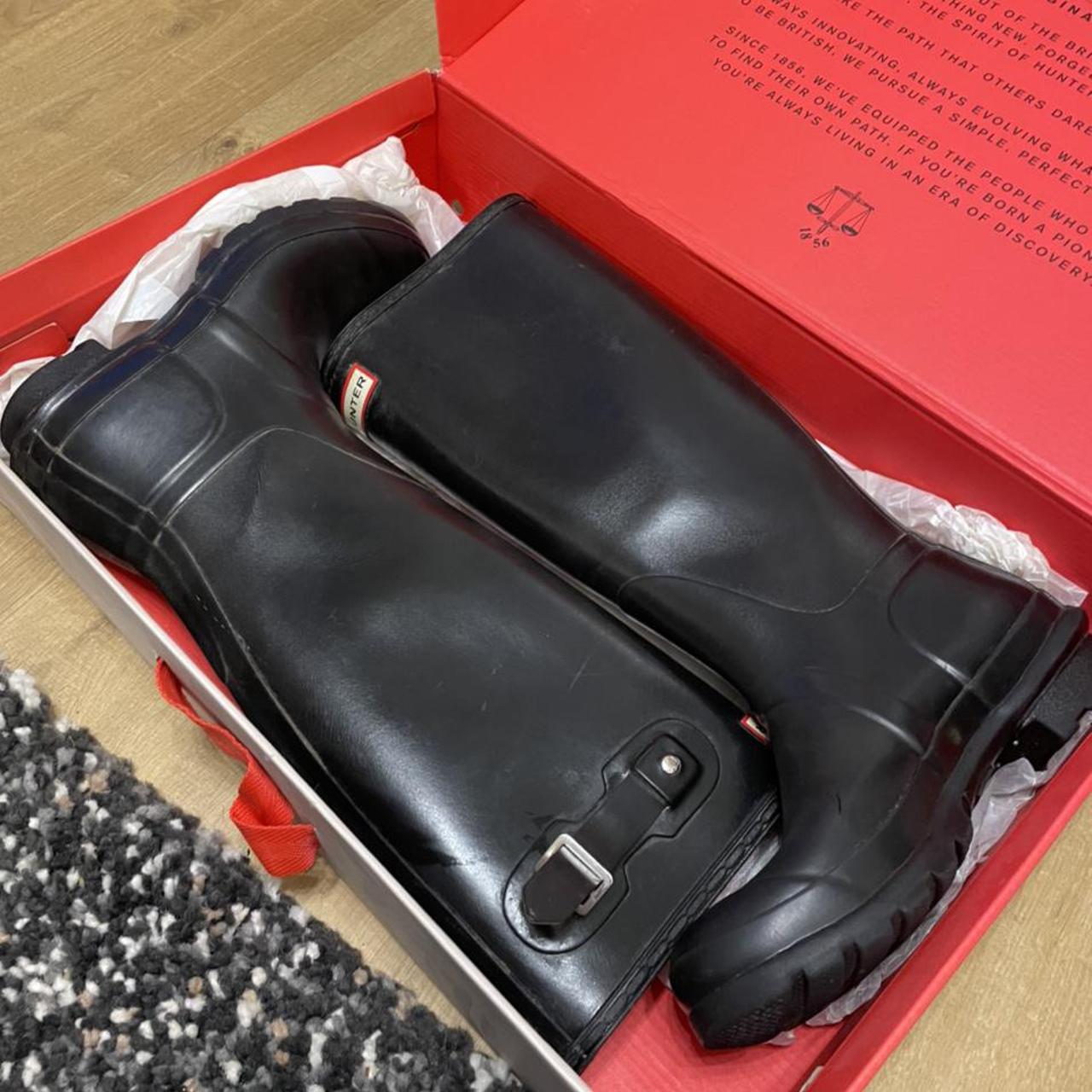 Gloss black hunter wellies size 5. These have been... - Depop