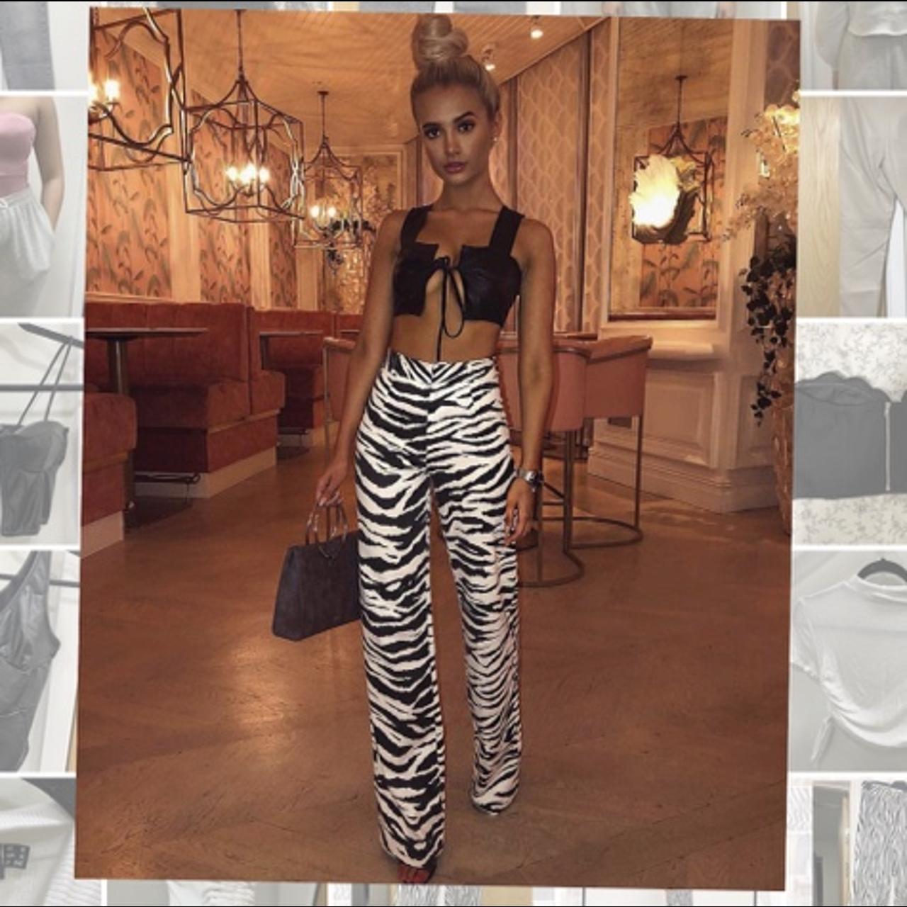 zebra wideleg trousers as seen on molly mae | Depop