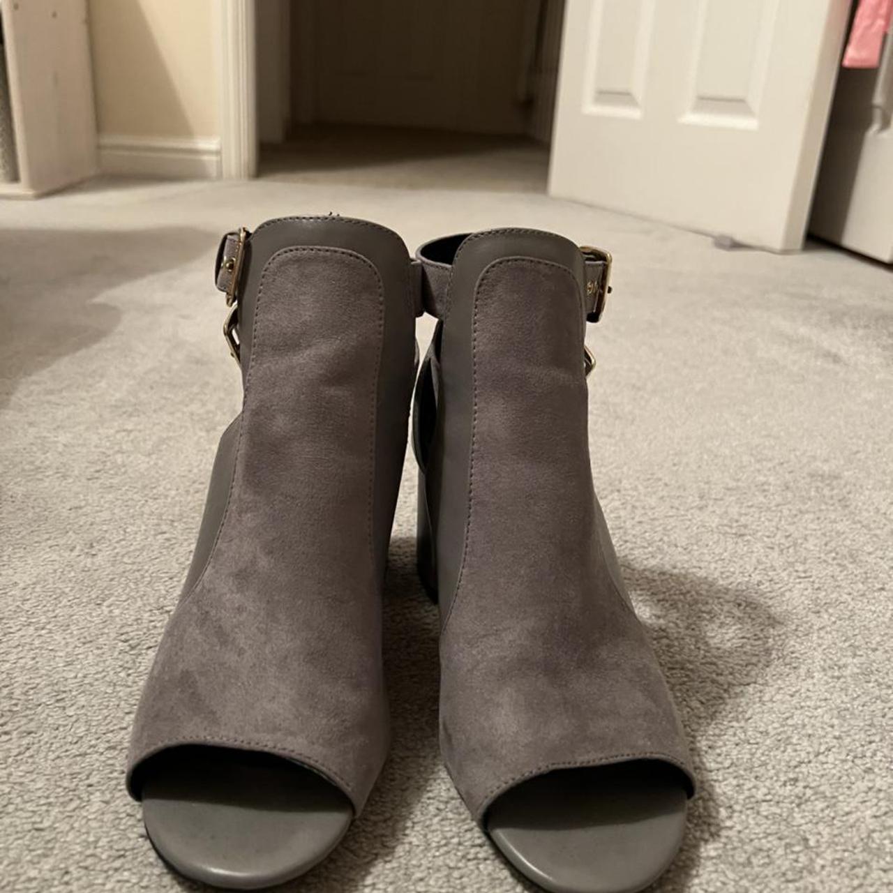 River island grey suede ankle boots with buckles,