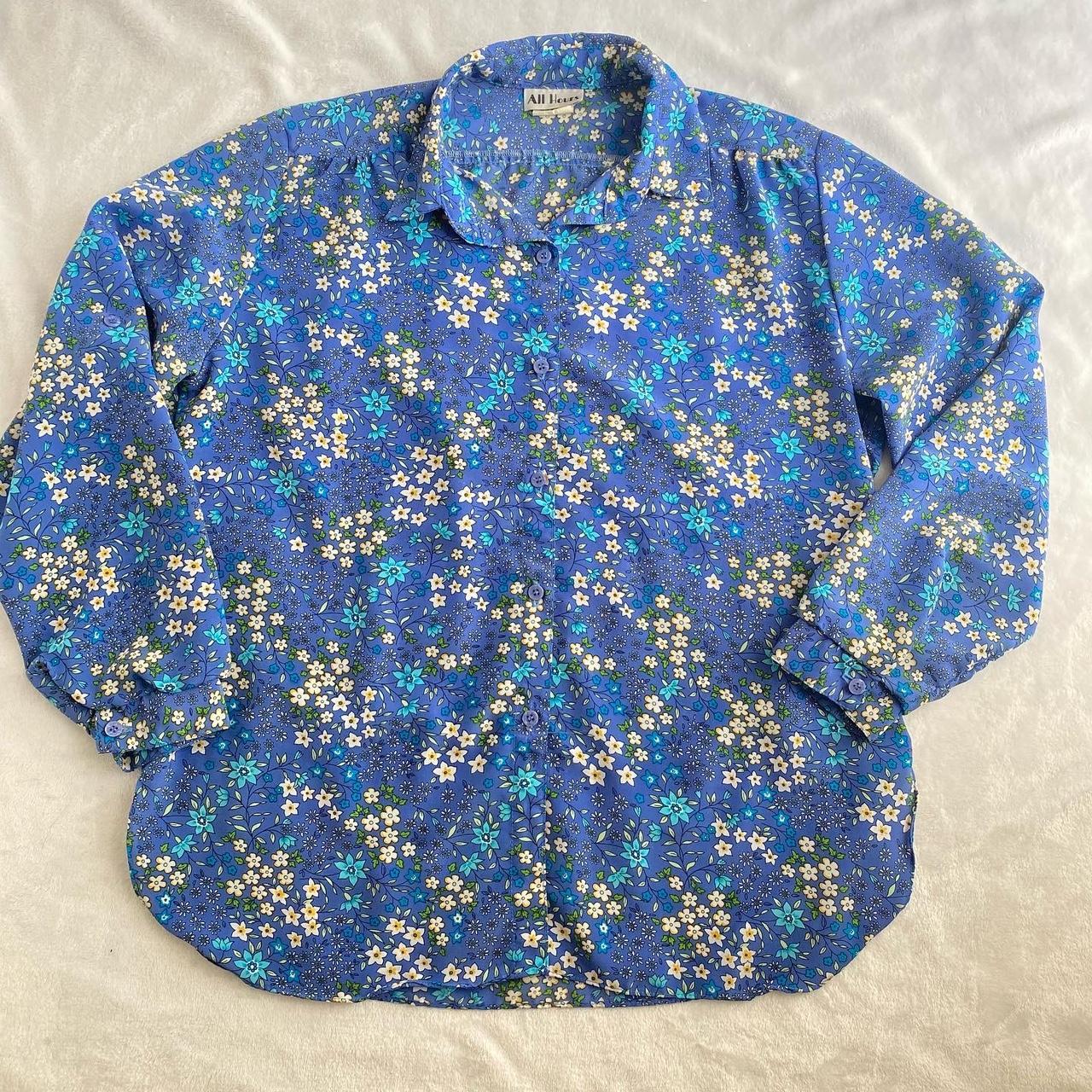 American Vintage Women's Purple and Blue Blouse | Depop