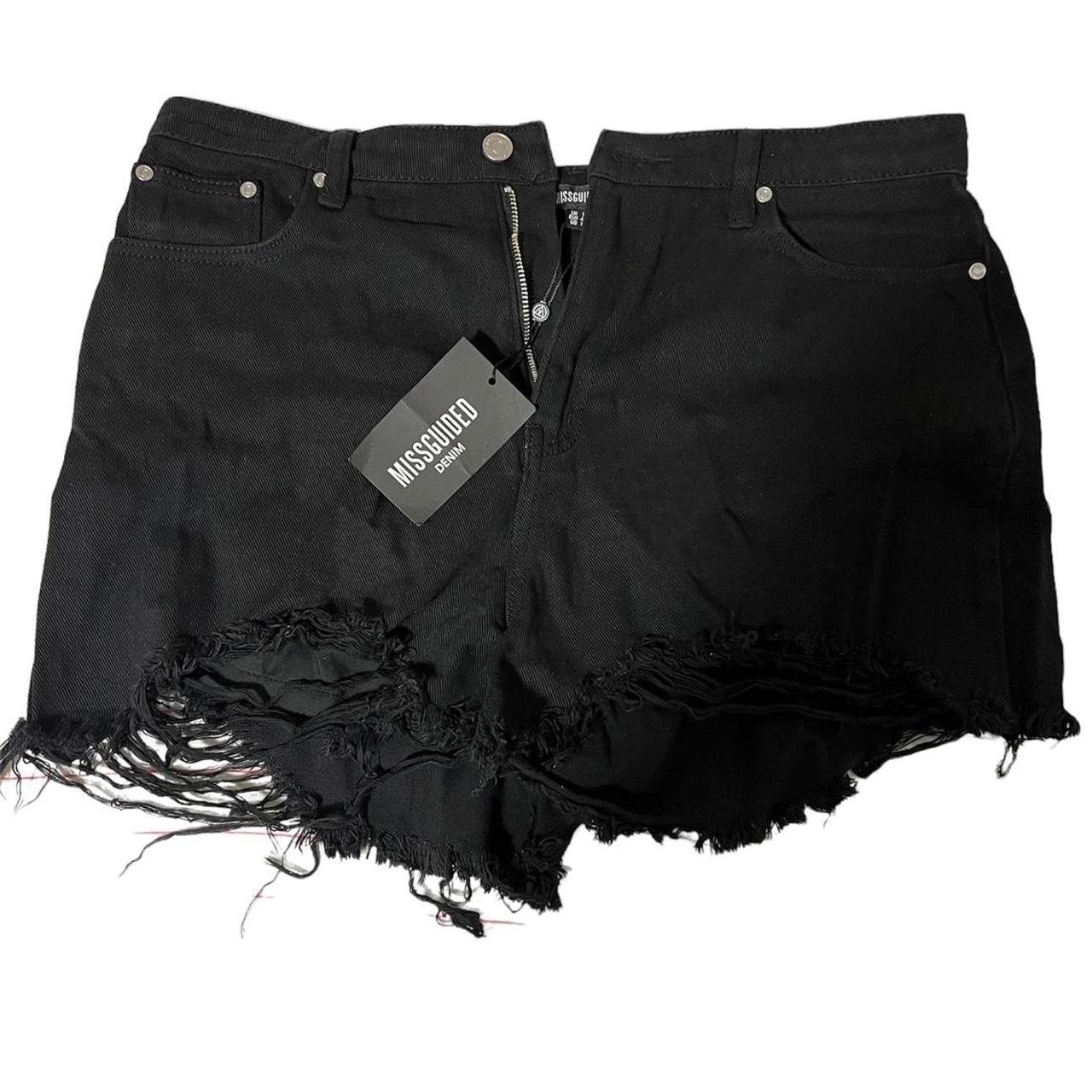 Missguided black extreme ripped hem high waist denim deals shorts