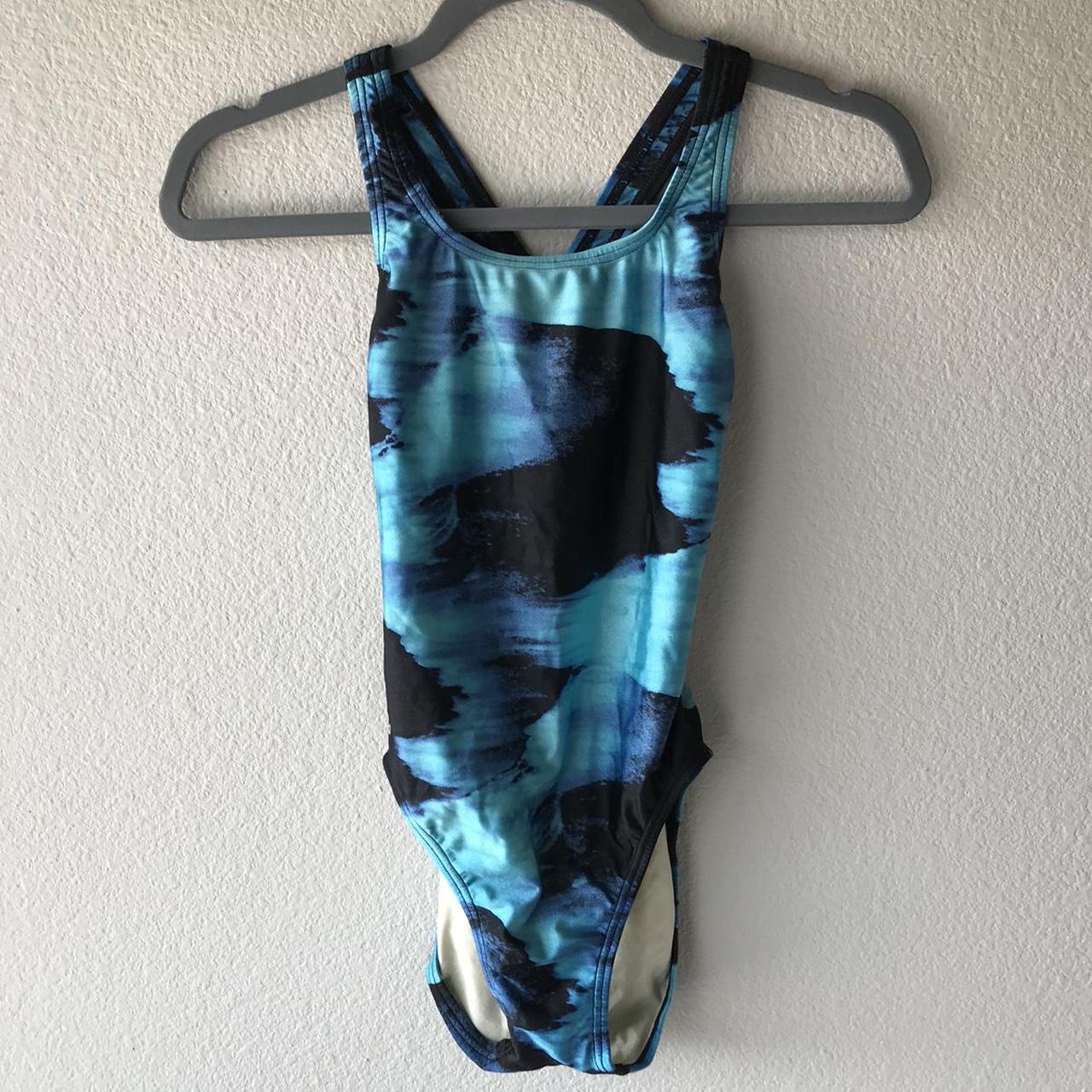 Speedo Women's Blue and Black Suit | Depop