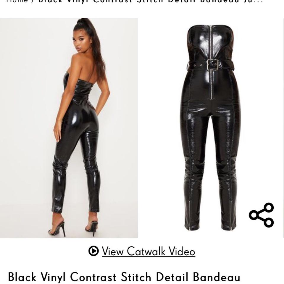 Black Lace Sheer Contrast Bandeau Jumpsuit – PureDiva