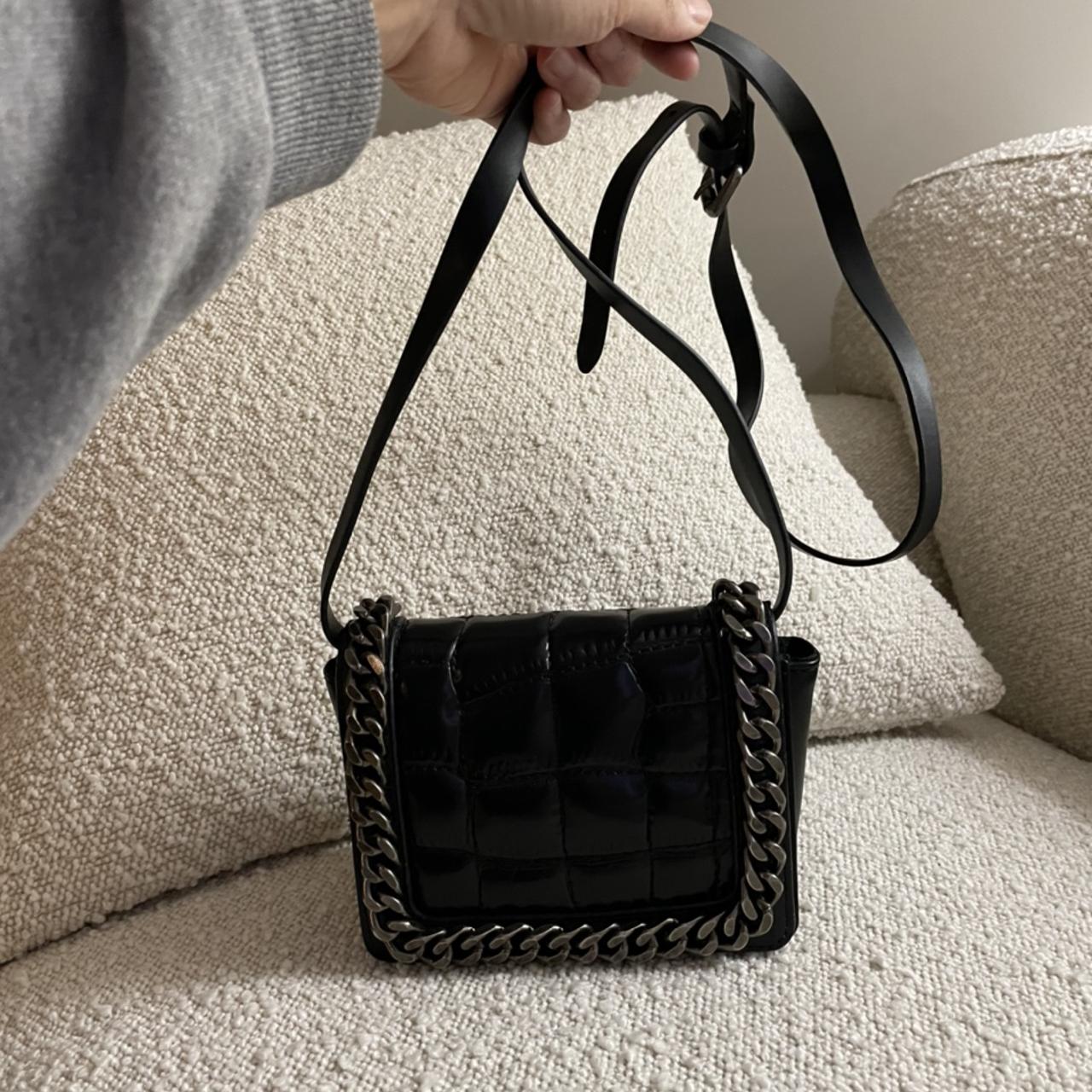 Small Zara cross body faux leather bag (size of a... - Depop
