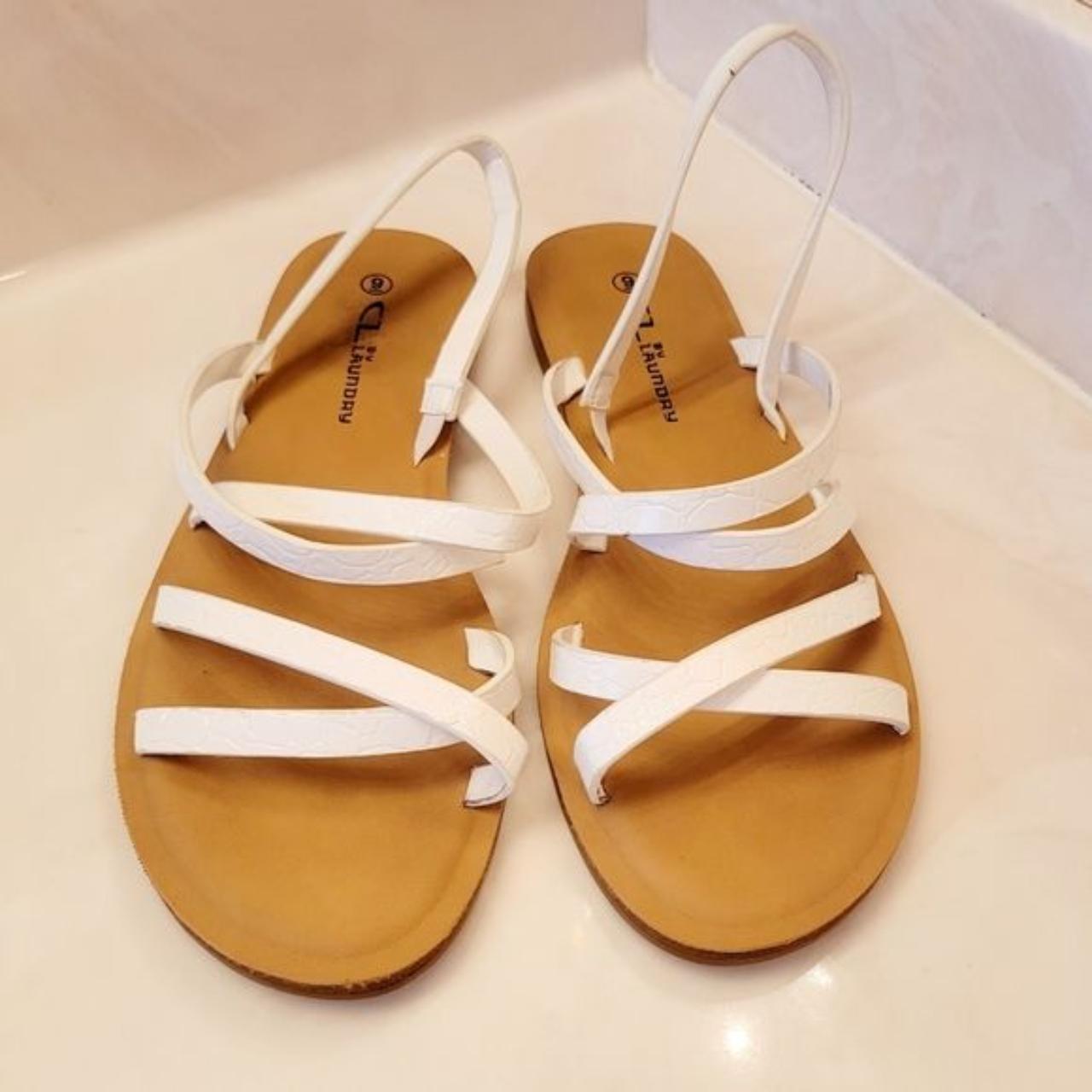 CL by Chinese Laundry Women's White and Tan Sandals | Depop