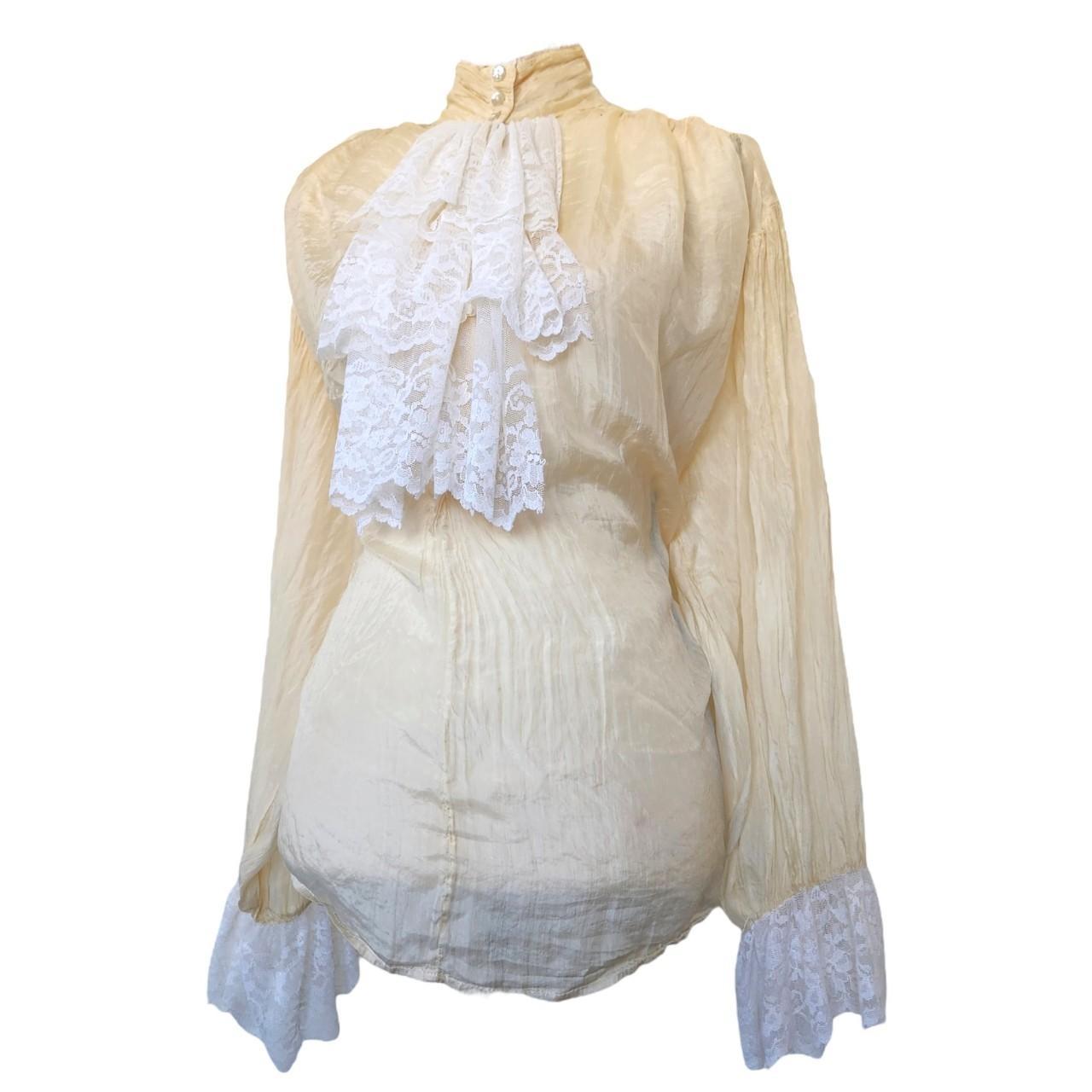 Vintage Lace Ruffle Neck Victorian Blouse ♡ Truly... - Depop