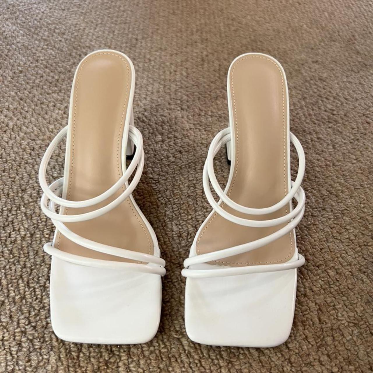 strappy square toe block heels