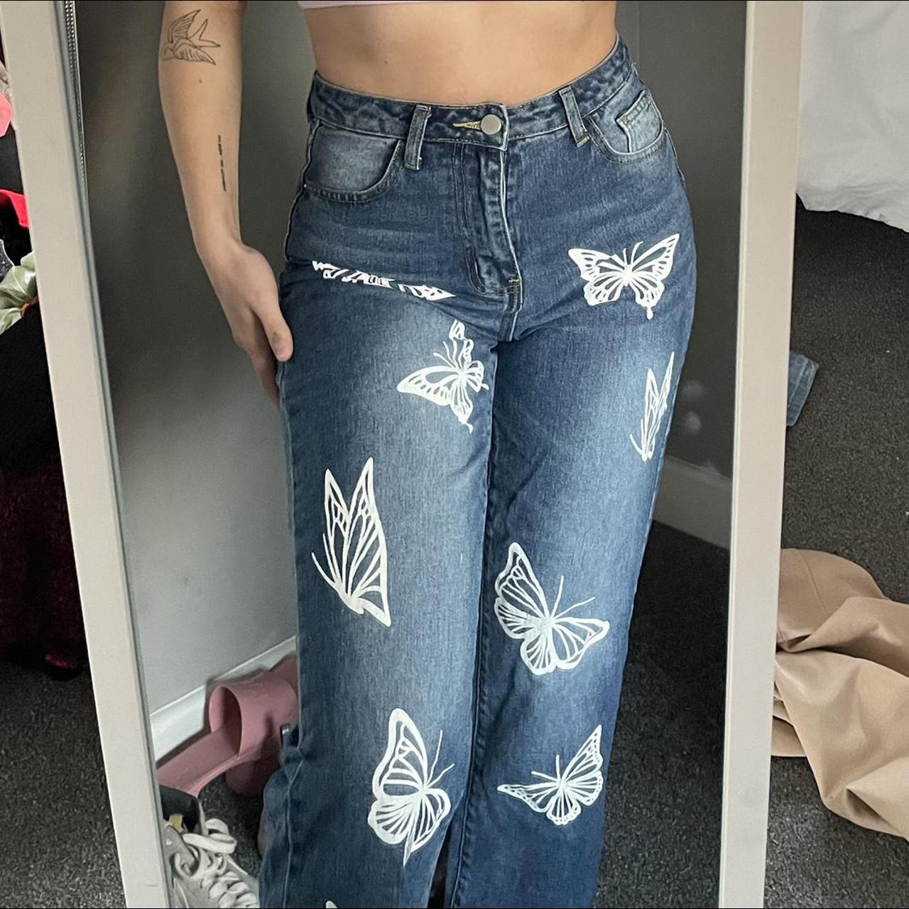 painted butterfly jeans