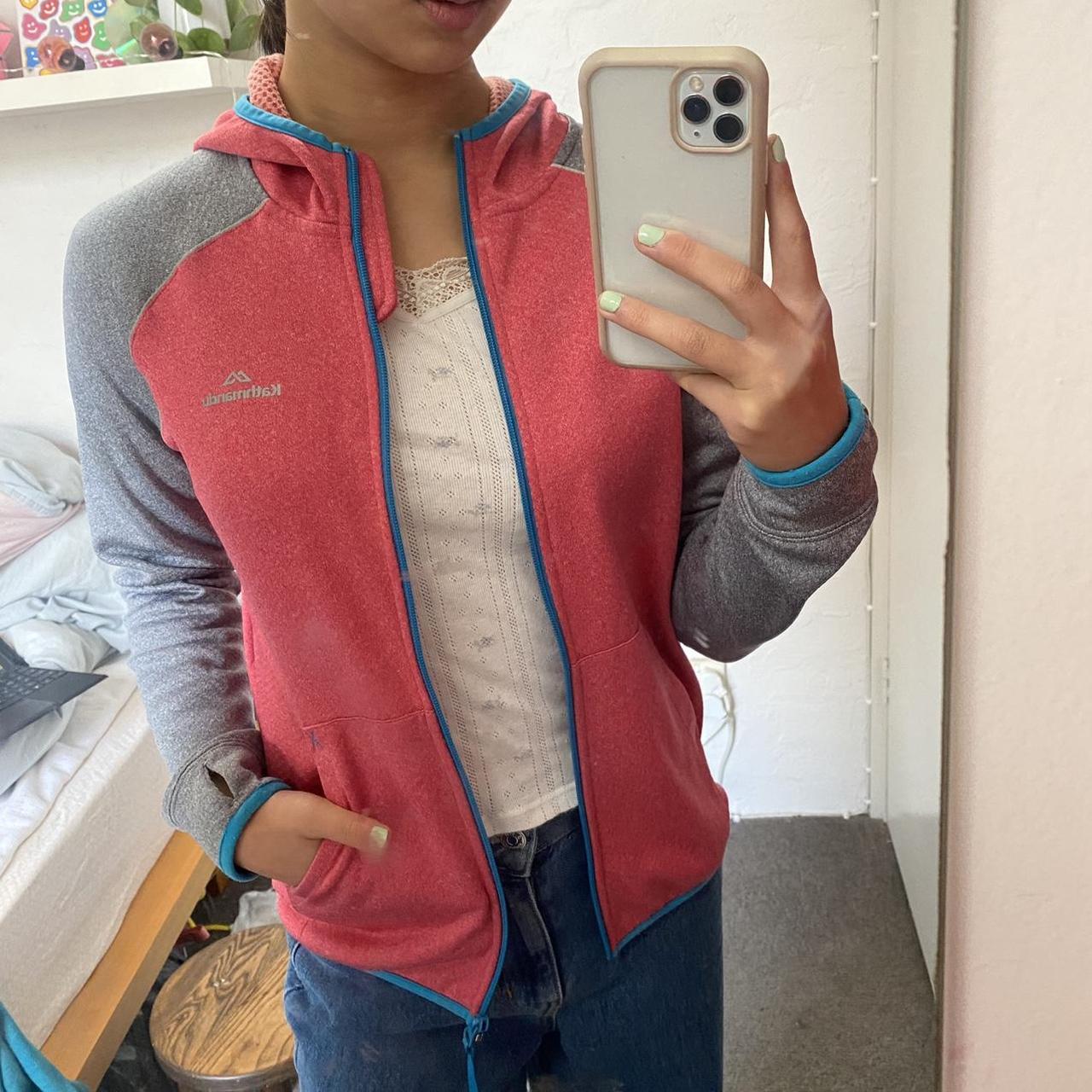 Kathmandu Women's Pink and Grey Jacket Depop