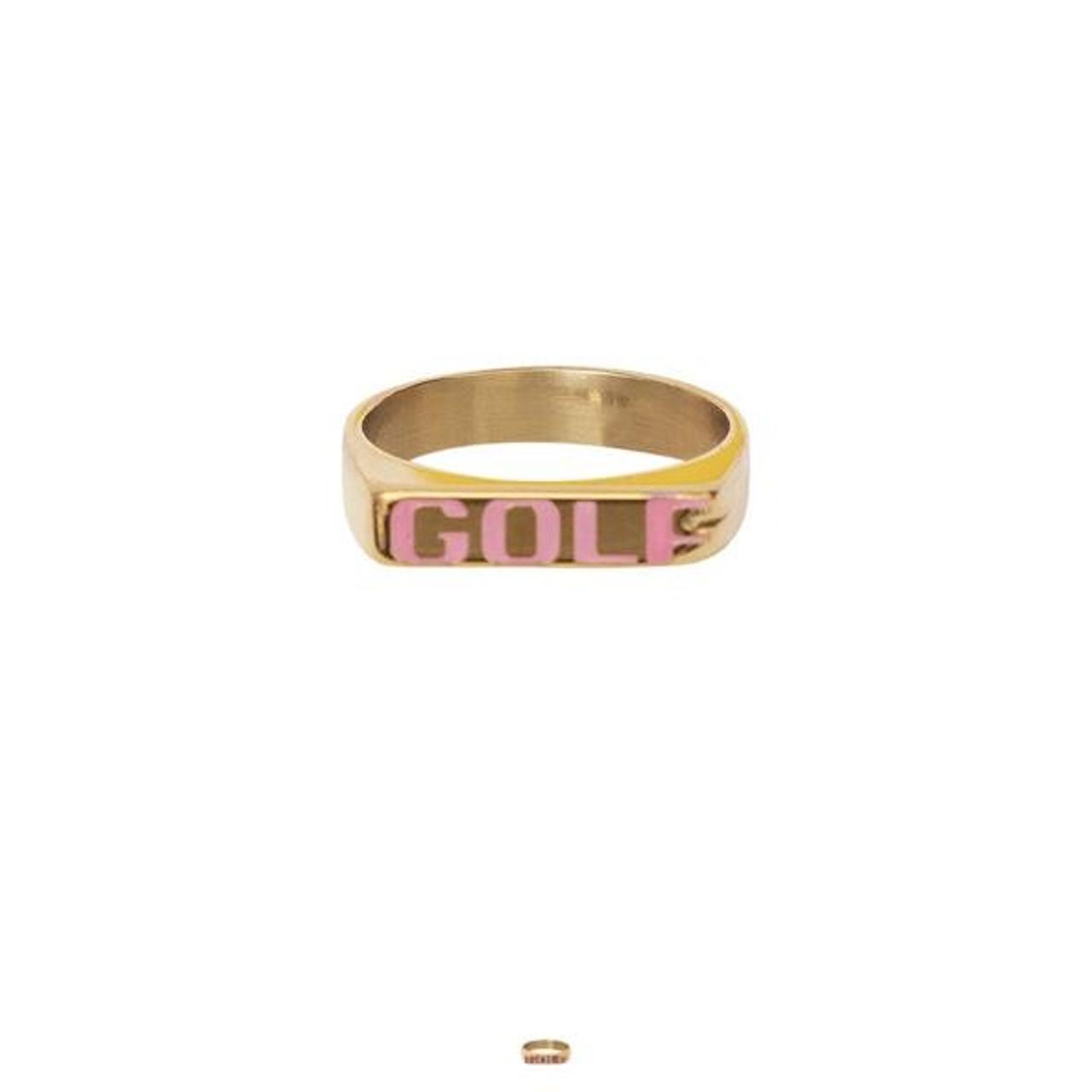 Golf pink ring 18K GOLD PLATED RING WITH DEBOSSED... - Depop