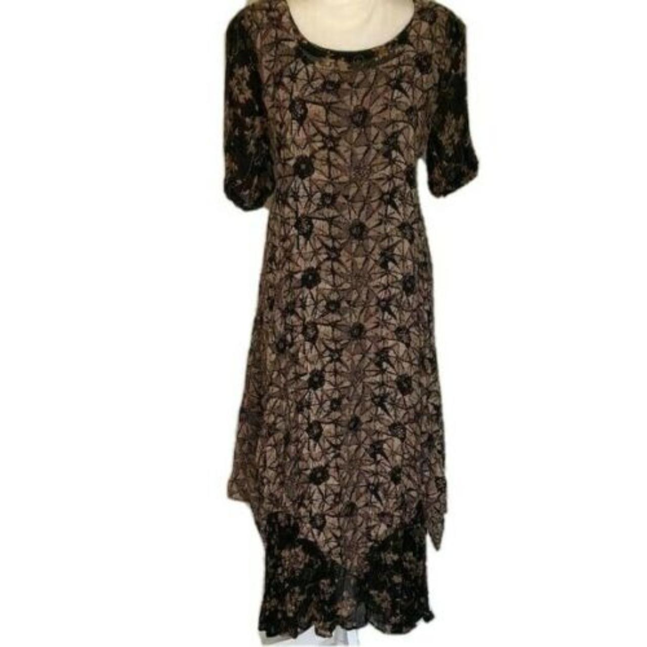 Lola P. Layered Dress Womens Medium M Vintage Rayon... - Depop