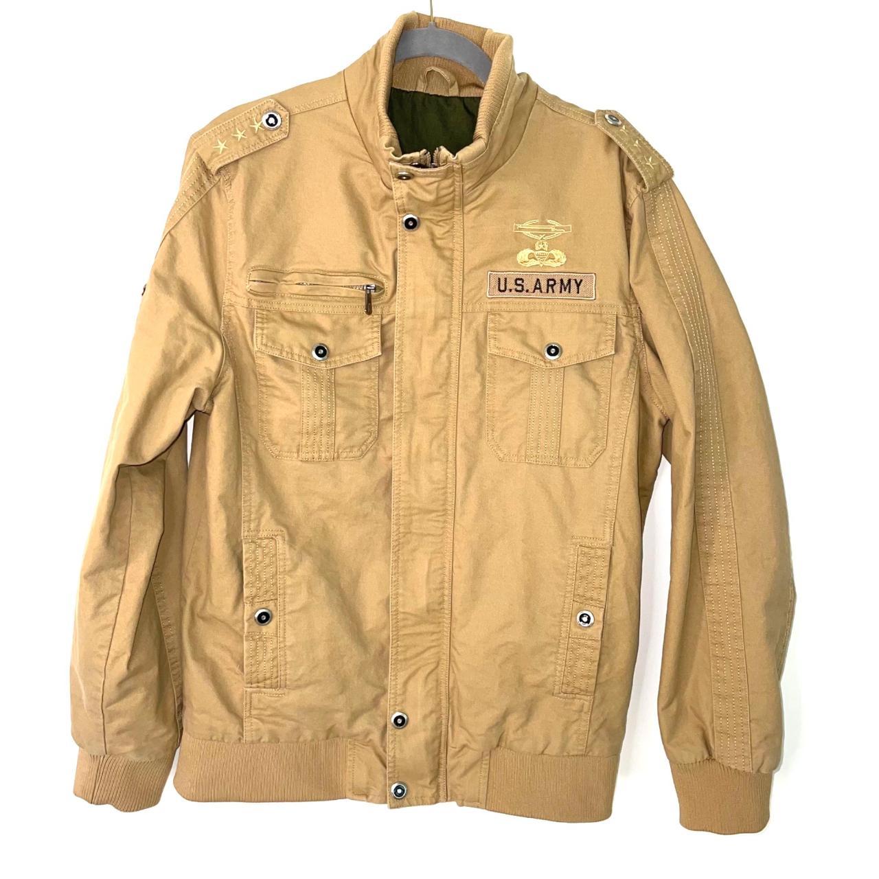 Military Inspired Canvas Jacket Mens Cotton Lined... Depop