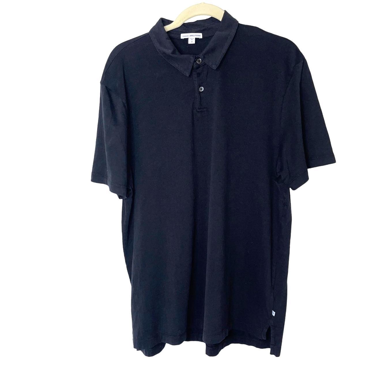 James Perse Mens Polo Shirt Black SizeLarge L Pure... Depop