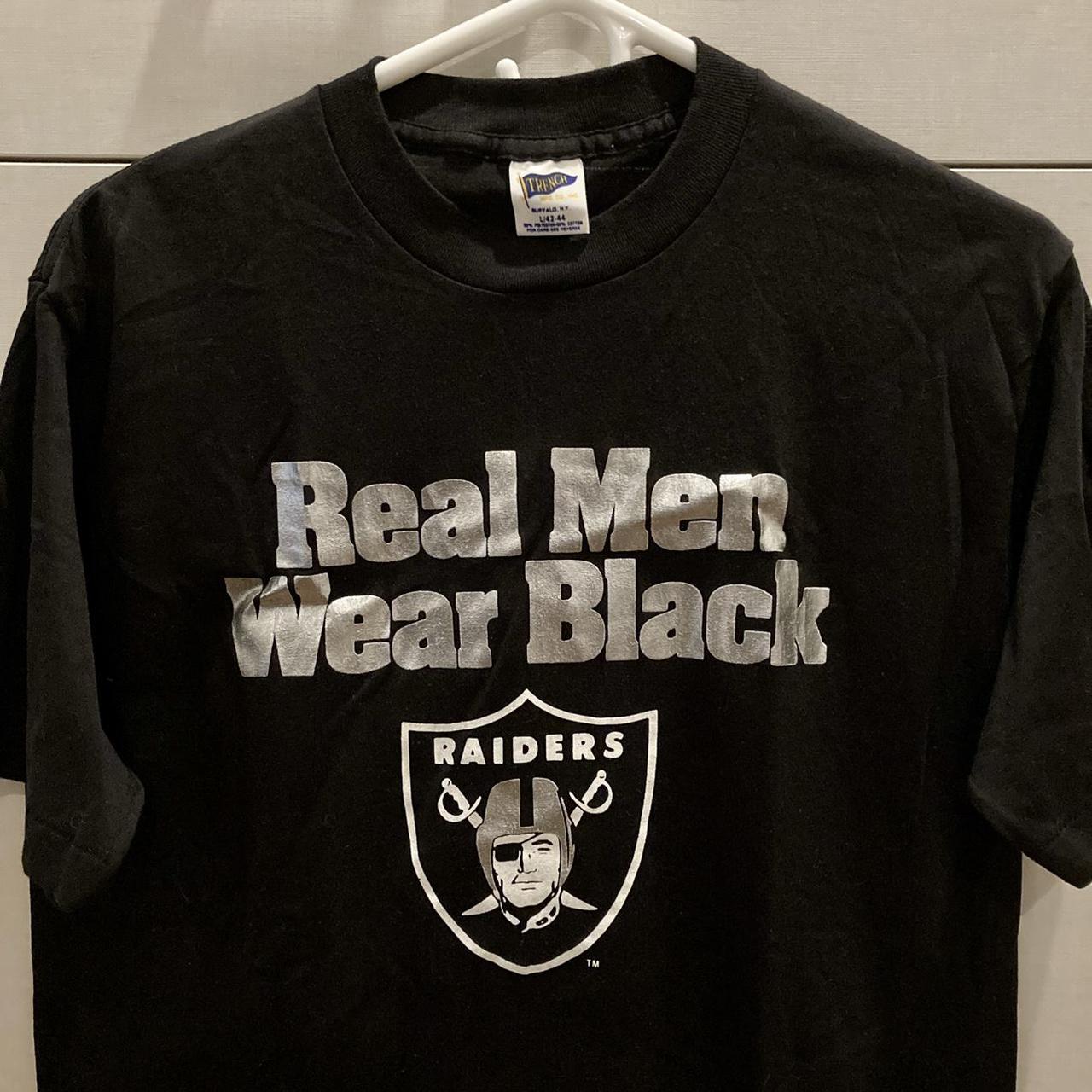 Vintage Oakland Raiders T Shirt Sliver & Black - Depop