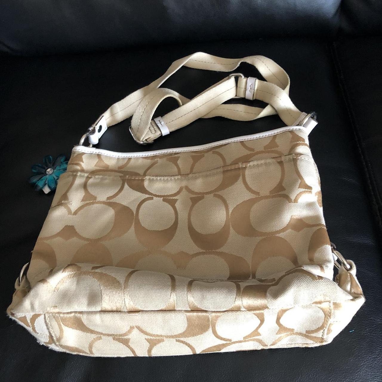 Coach Cassie colorblock crossbody purse in tan/white - Depop