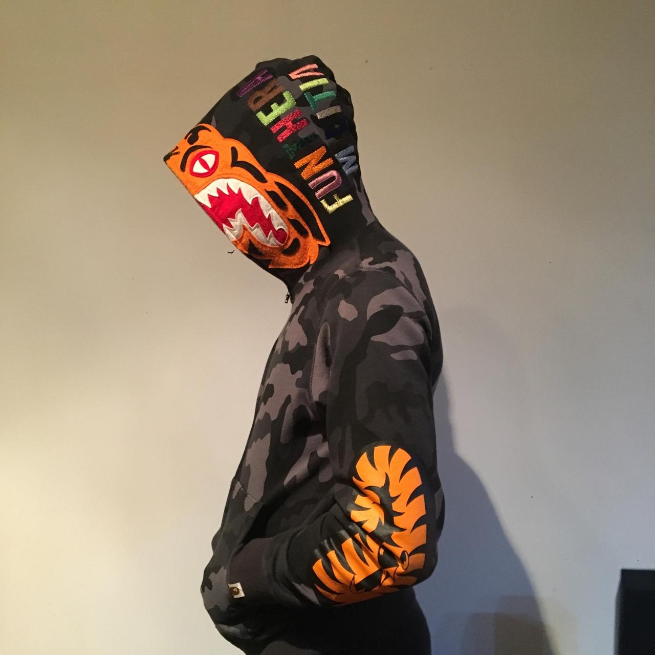 Bape black sales tiger hoodie