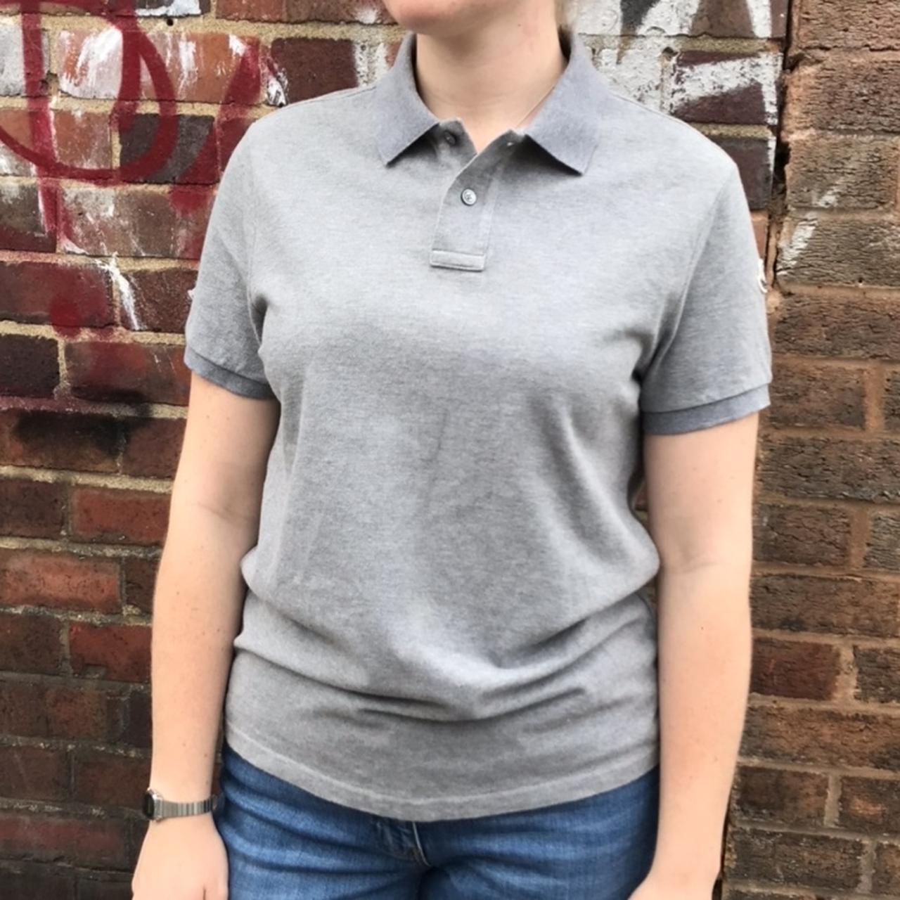 grey long sleeve collared shirt