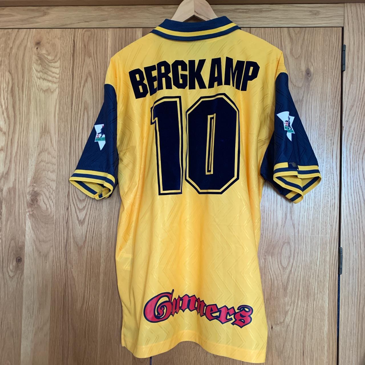 Bergkamp Arsenal 96 Away Kit ARSENAL 1996 Away Shirt Yellow
