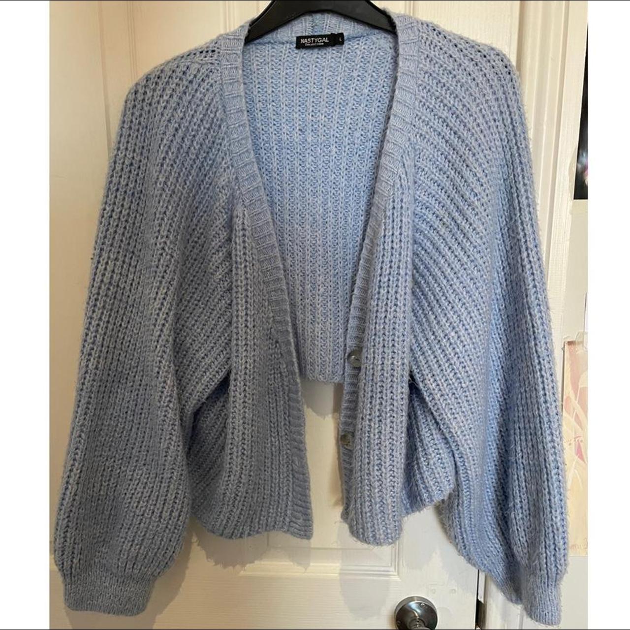 Light blue cropped woolen cardigan. Really nice... - Depop