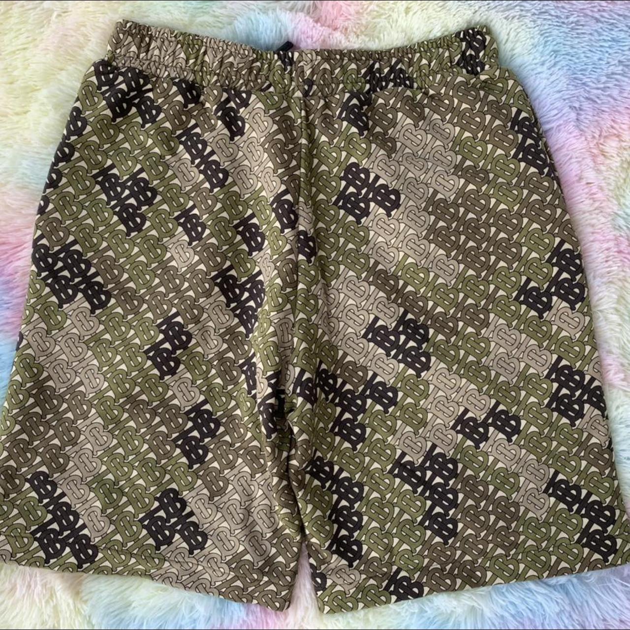 Burberry Men's Green and Khaki Shorts | Depop