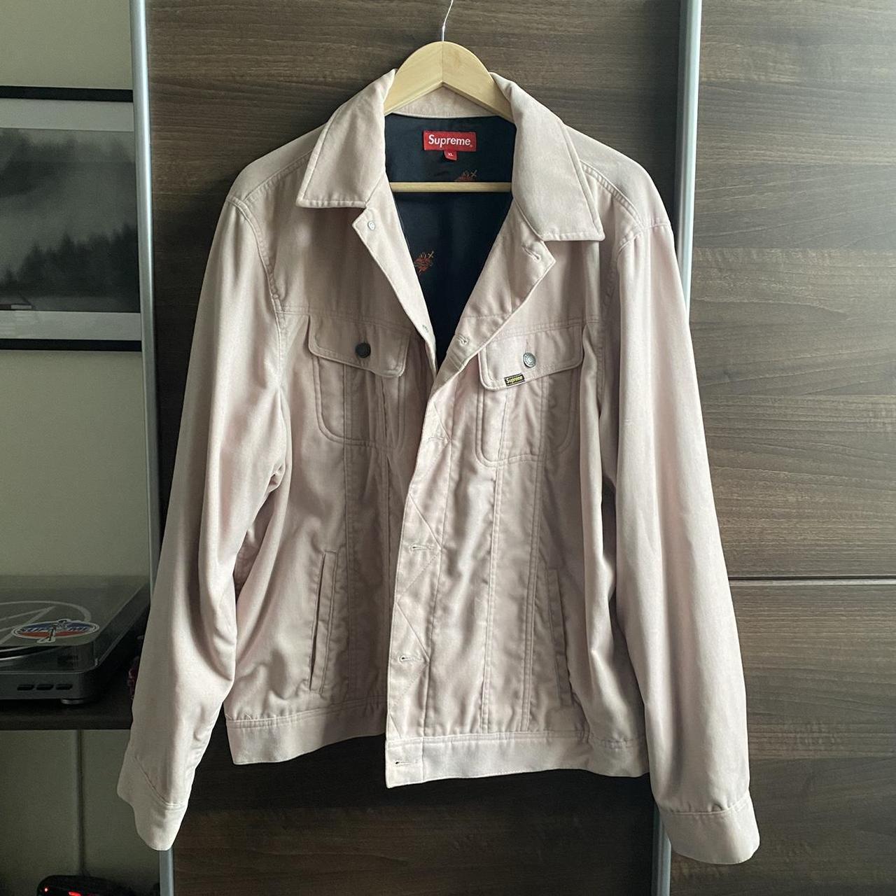 Supreme Velvet Trucker Jacket L pink