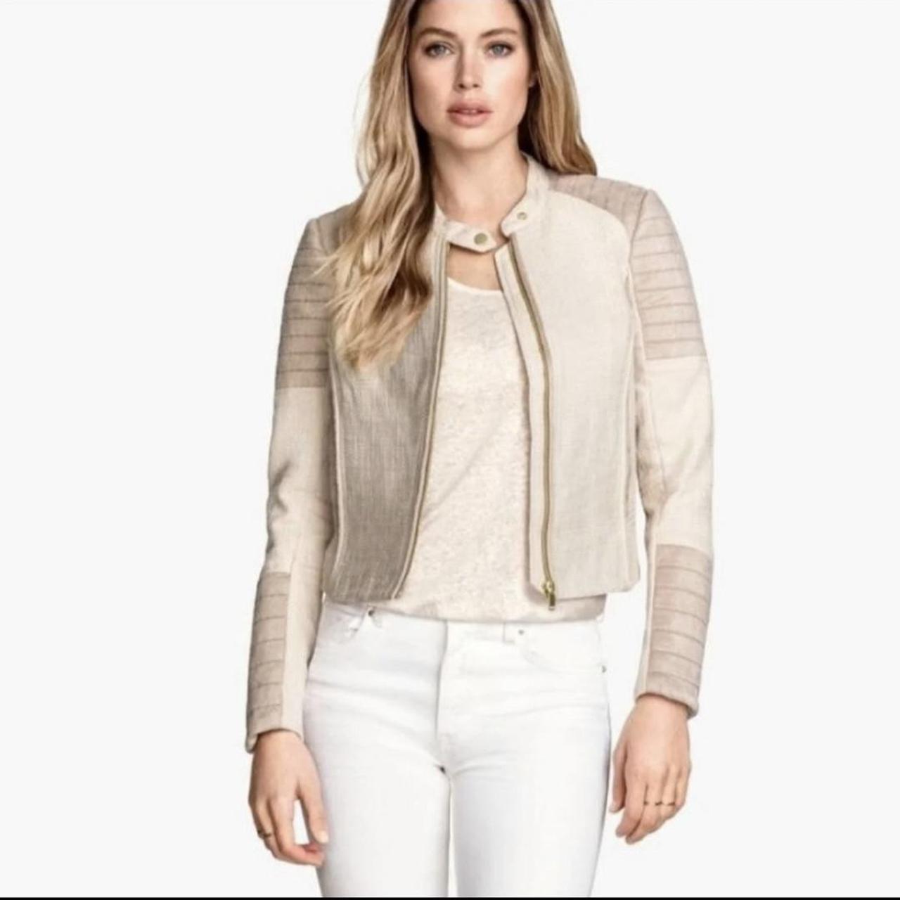 h&m cream leather jacket