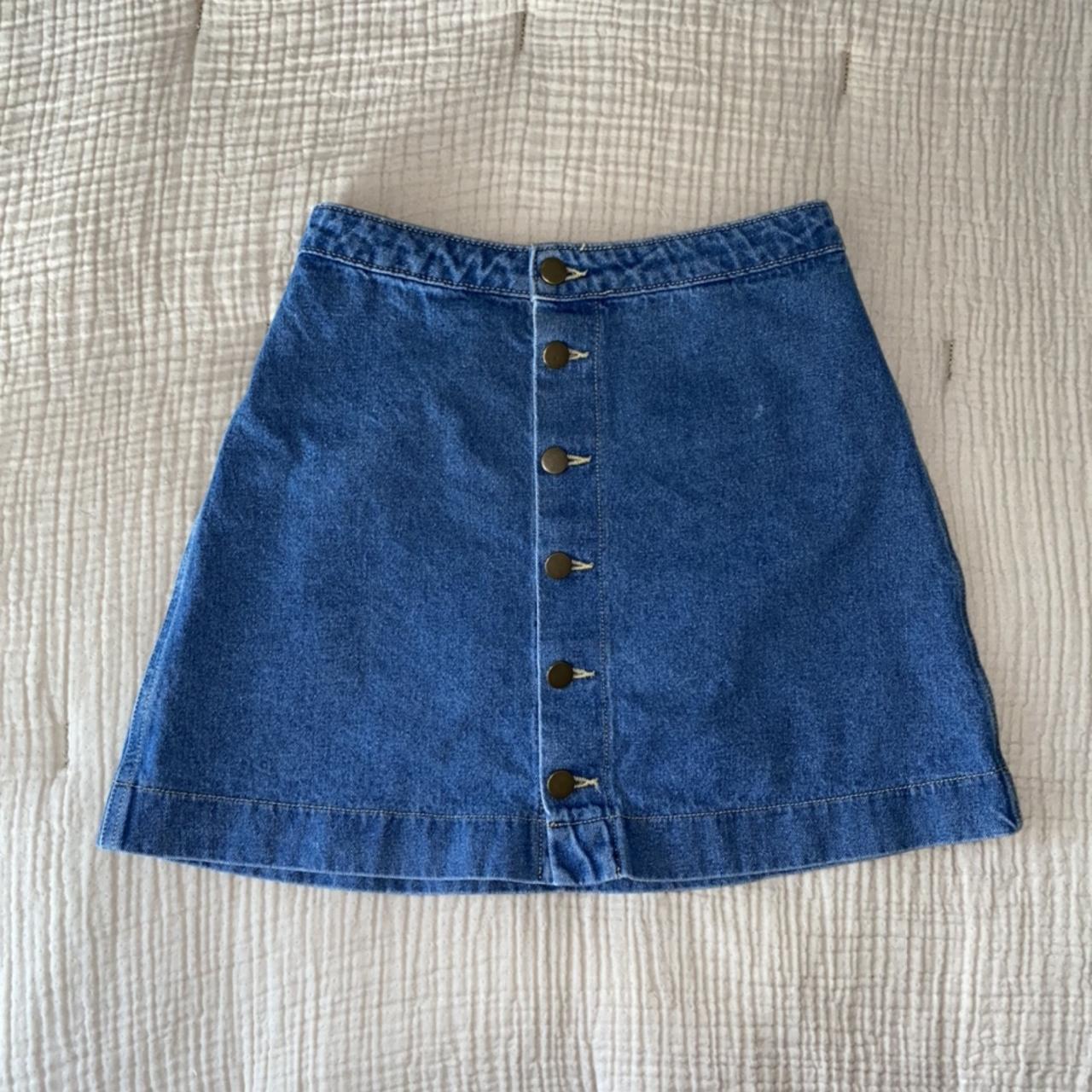 American Apparel denim mini skirt Button front (wear... - Depop