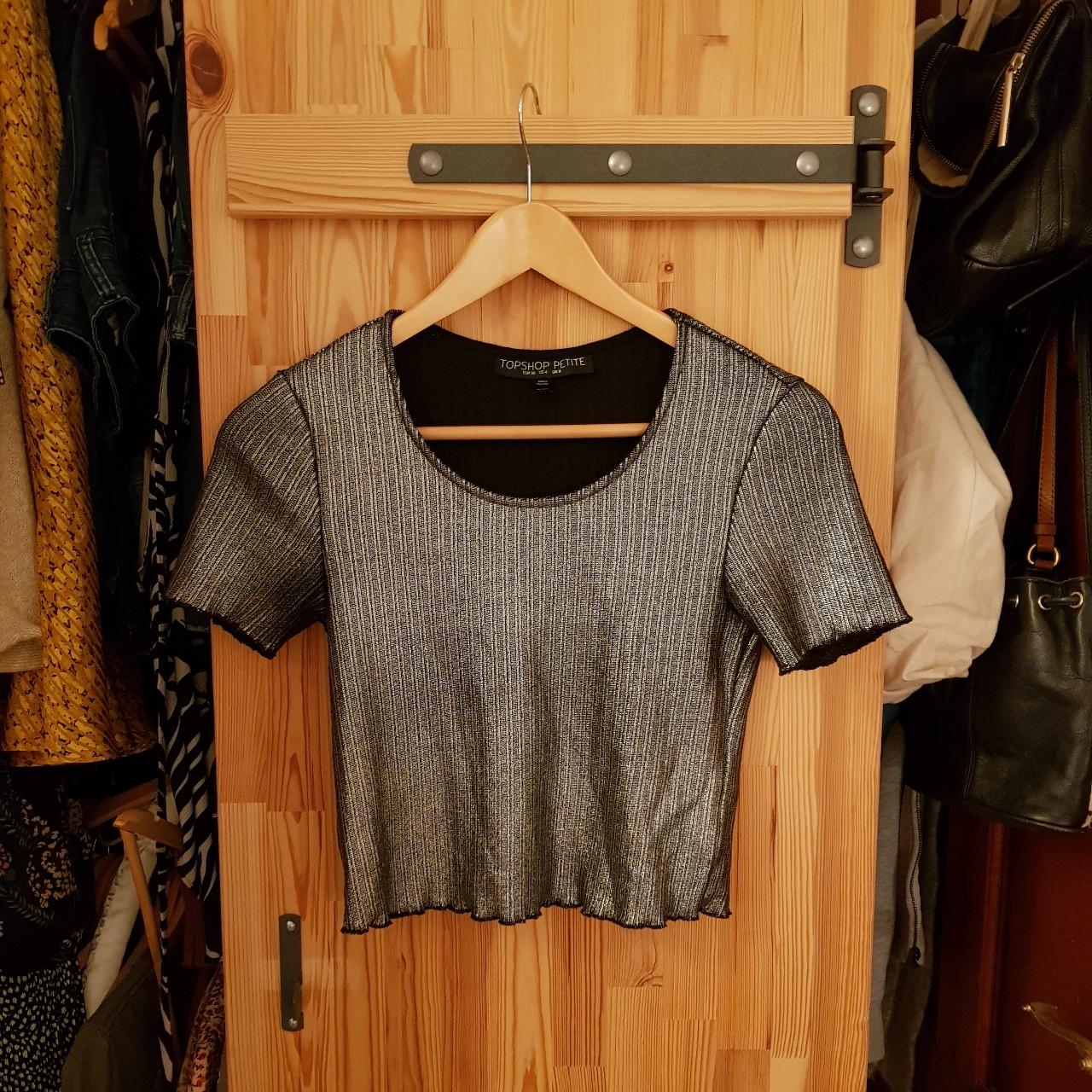 petite silver glitter crop top size 8.... Depop