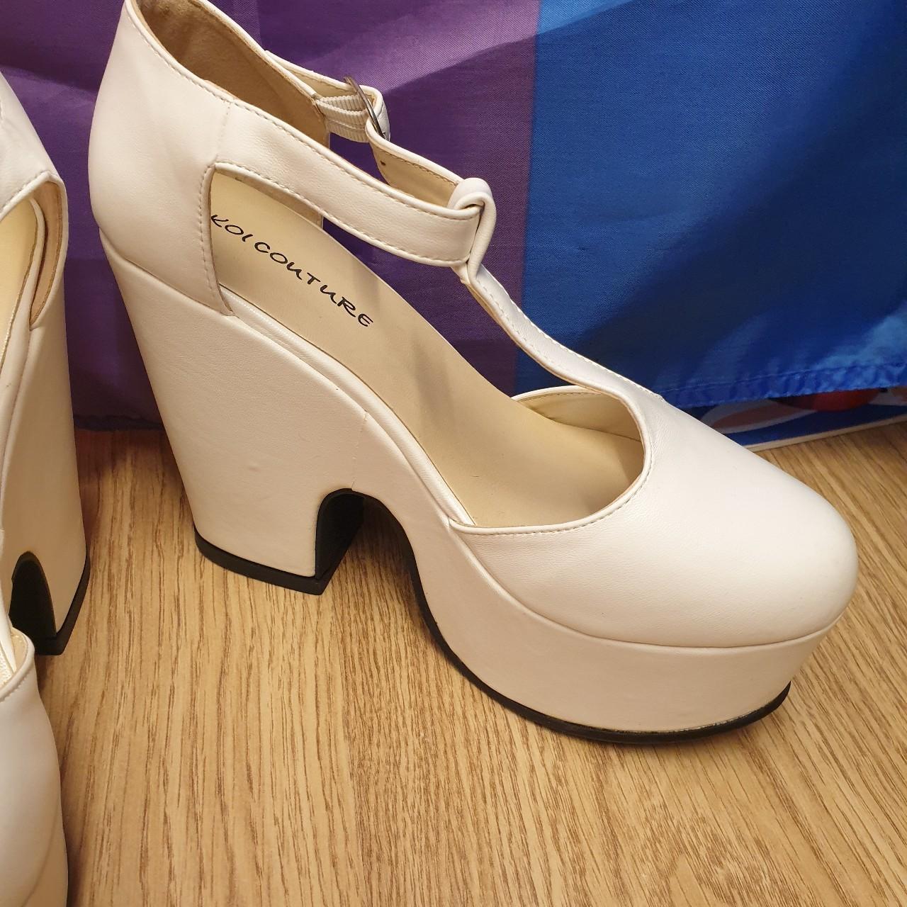Platform Mary Jane heels in white, never worn in... Depop