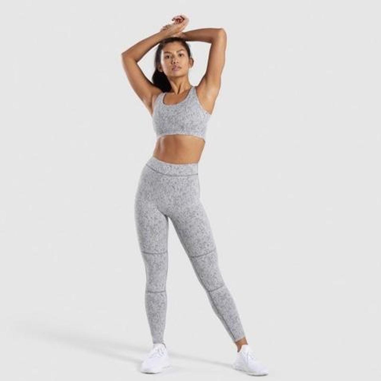 Gymshark Grey Fleur leggings and sports bra set size - Depop