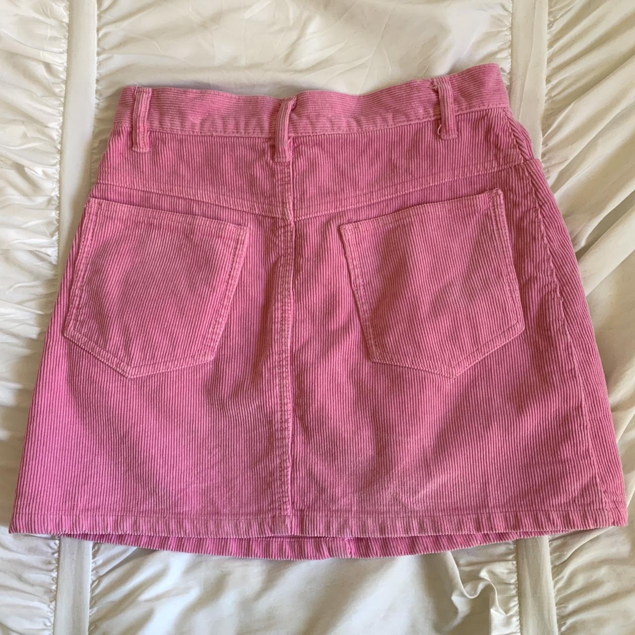 pink juliette corduroy skirt from brandy melville... - Depop