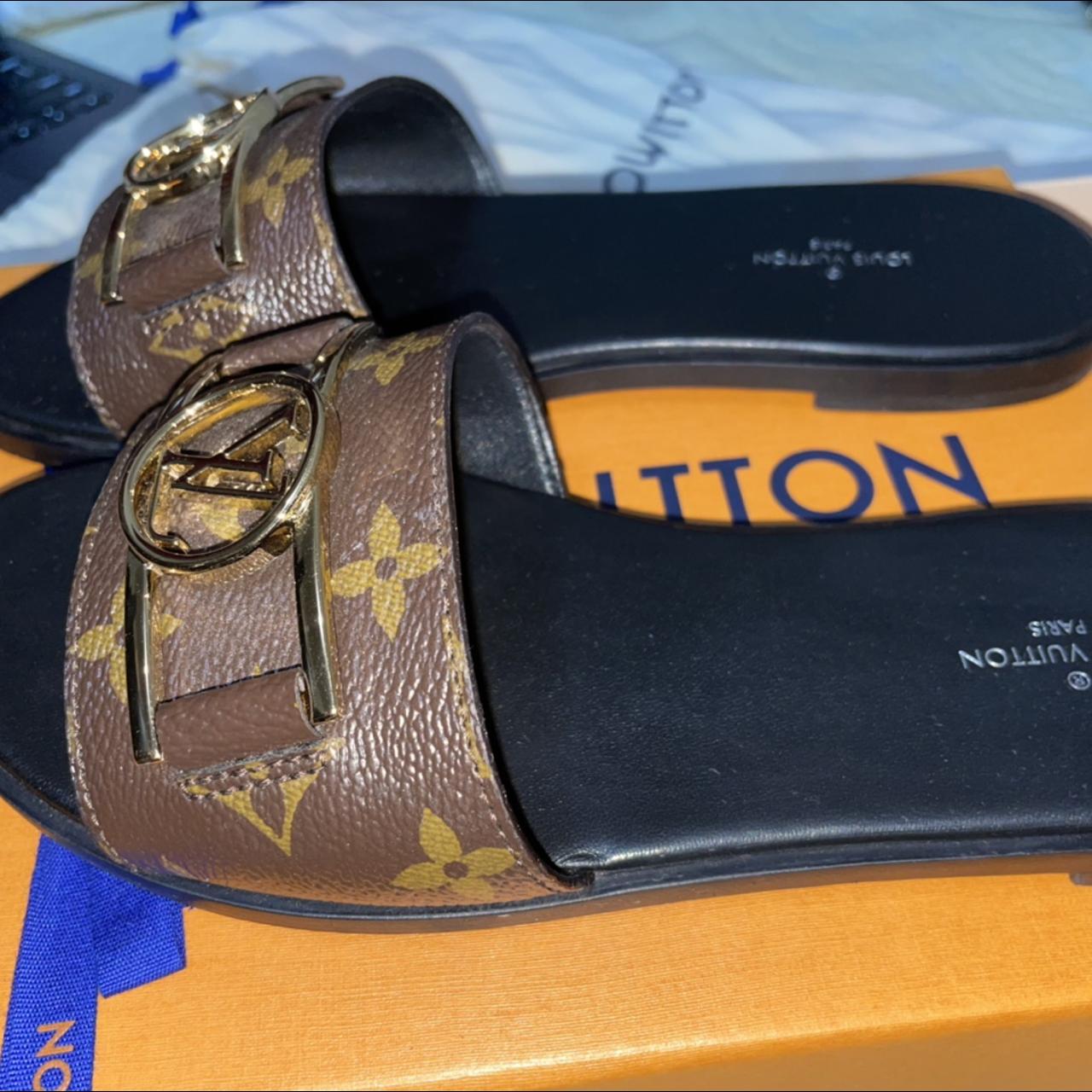Louis Vuitton lock it flat sandals/mules. Purchased - Depop