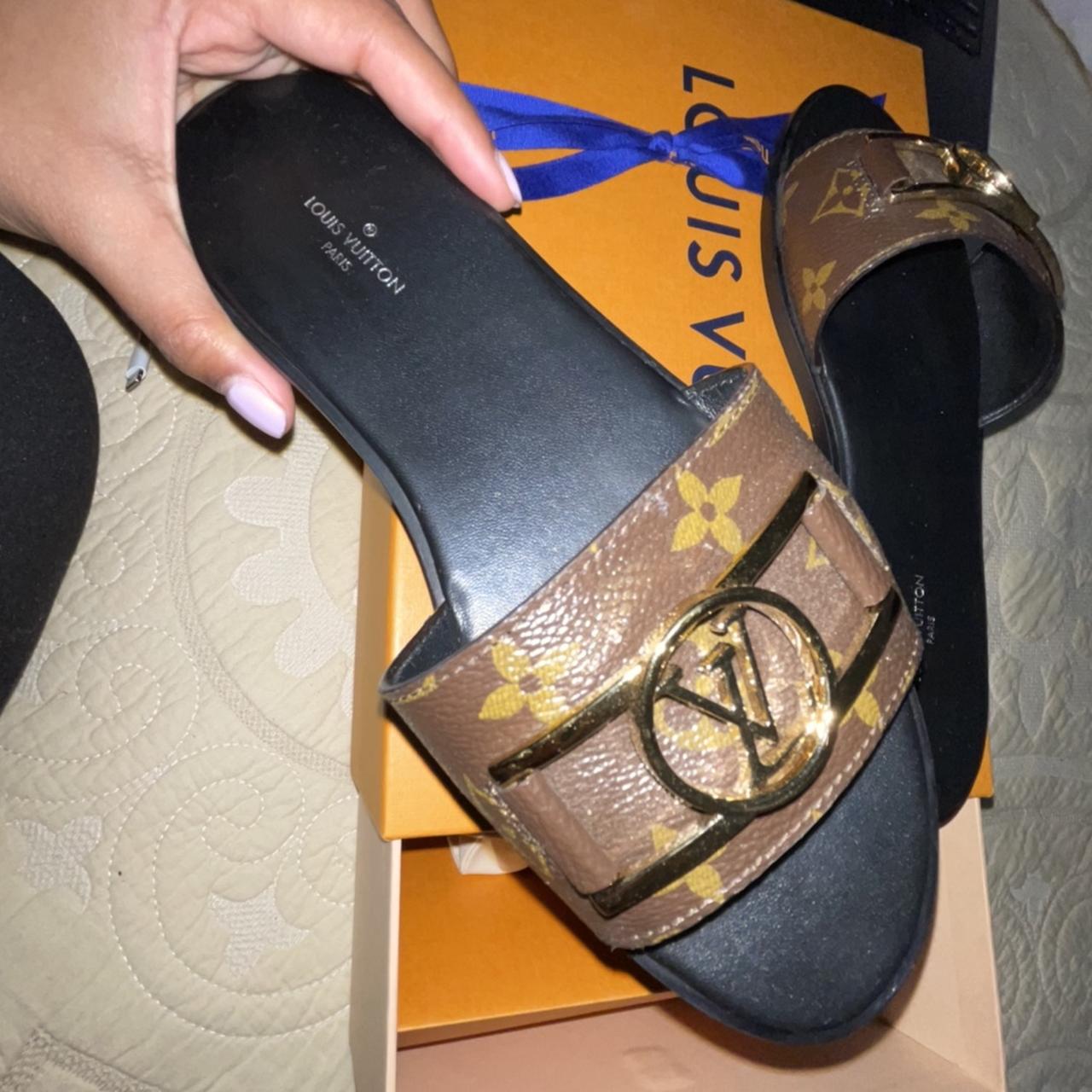 Louis Vuitton lock it flat sandals/mules. Purchased - Depop