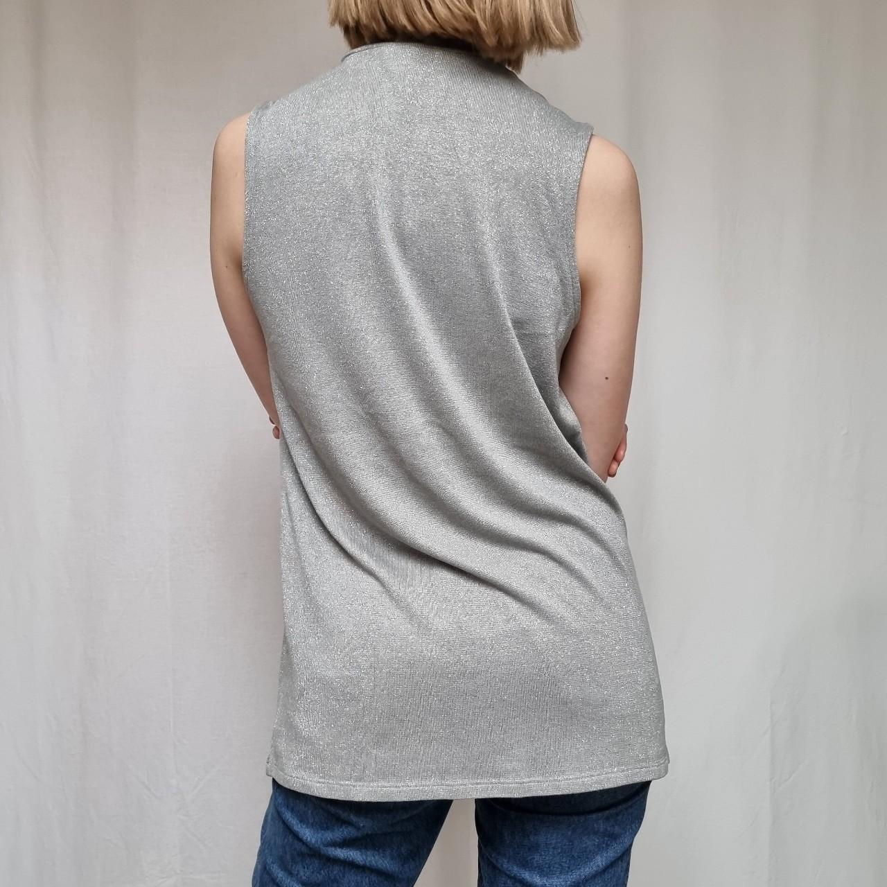 Metallic Grey/Silver Longline Vest Make a... - Depop