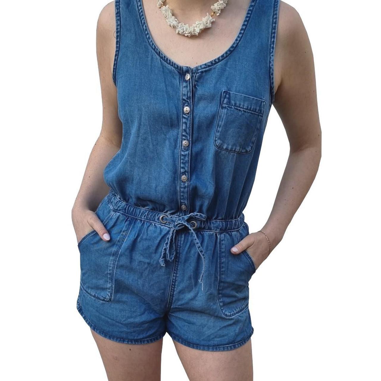 Cute summery denim playsuit from New Look. Can be... - Depop