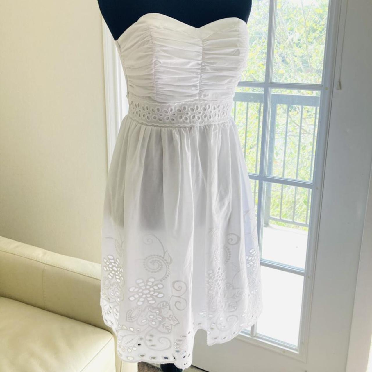 White Strapless Eyelet Dress