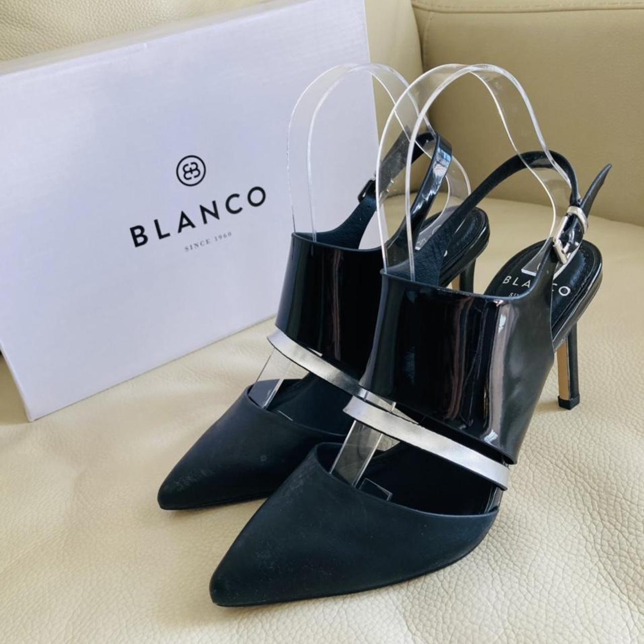 BLANCO Black Silver Stiletto Heels Size 6.5 New in... - Depop