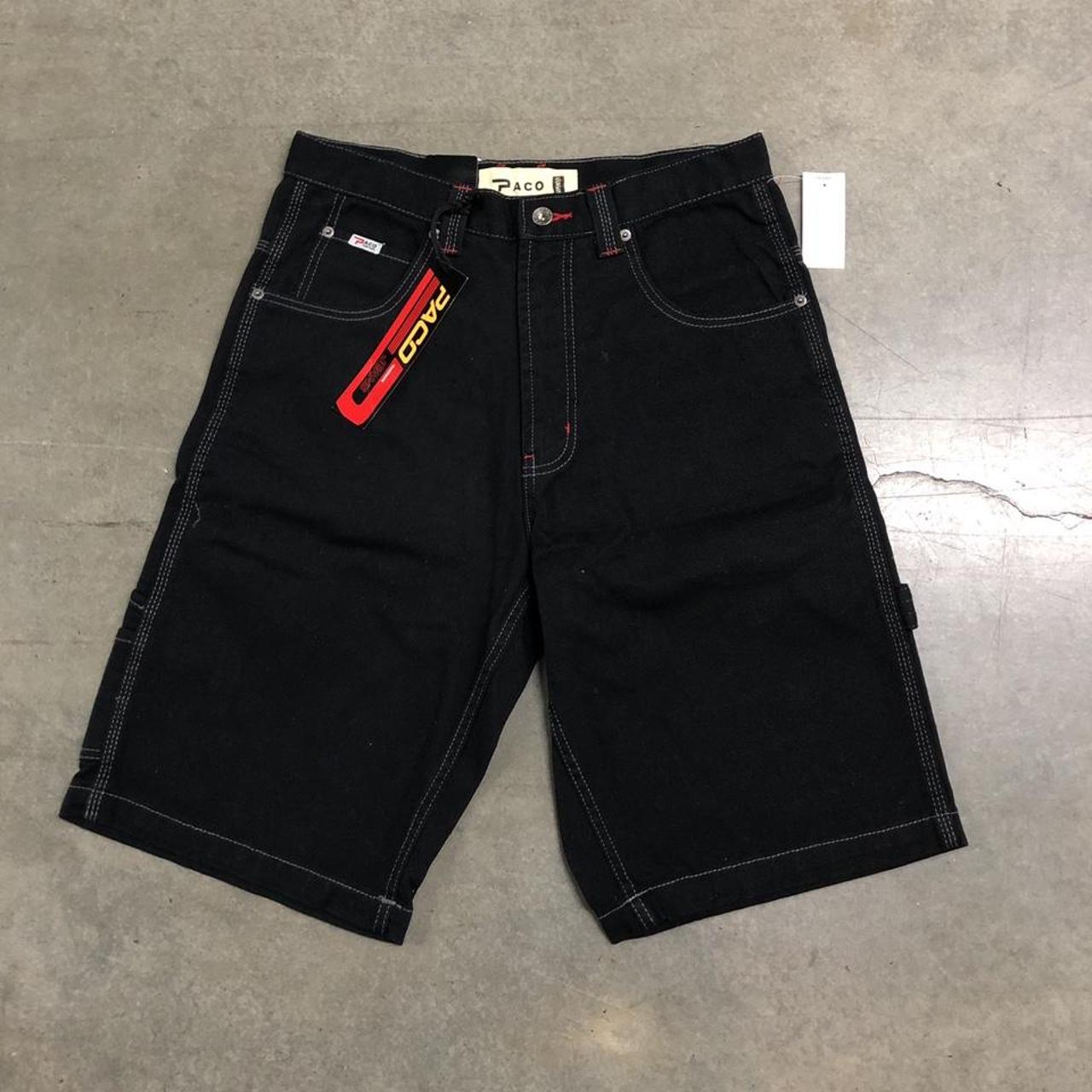 Vintage Paco Jeans Carpenter Black Denim Shorts... - Depop