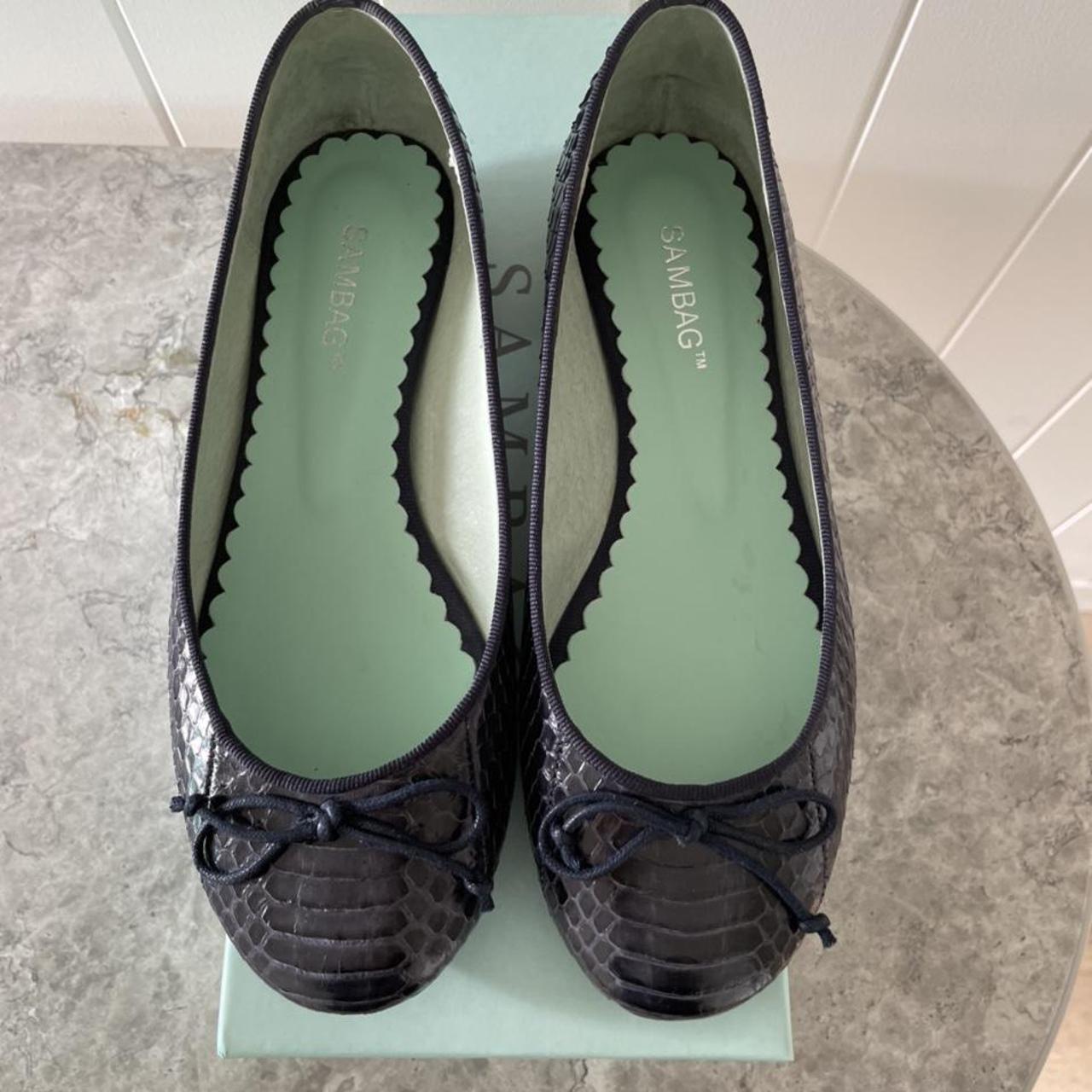 Sambag Snakeskin ballet flats Size 36 Colour Navy... Depop