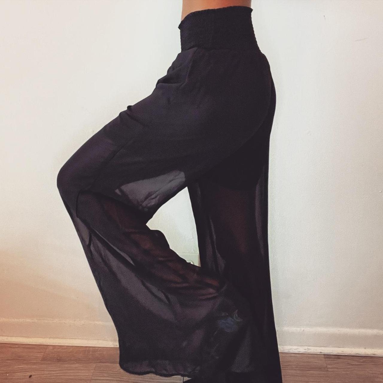 Philosophy black sheer pants, can be worn... - Depop