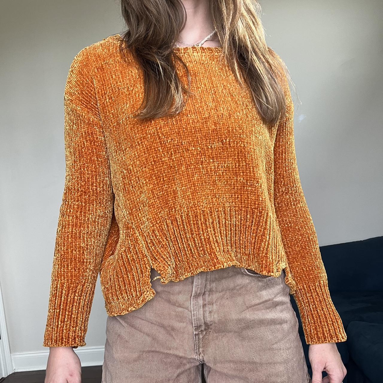 Orange on sale chenille sweater