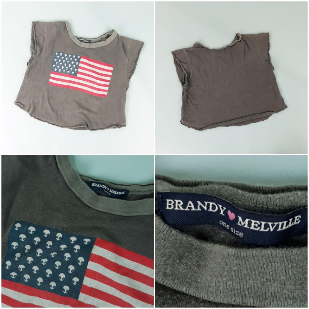 Brandy Melville distressed gray alien americana... Depop