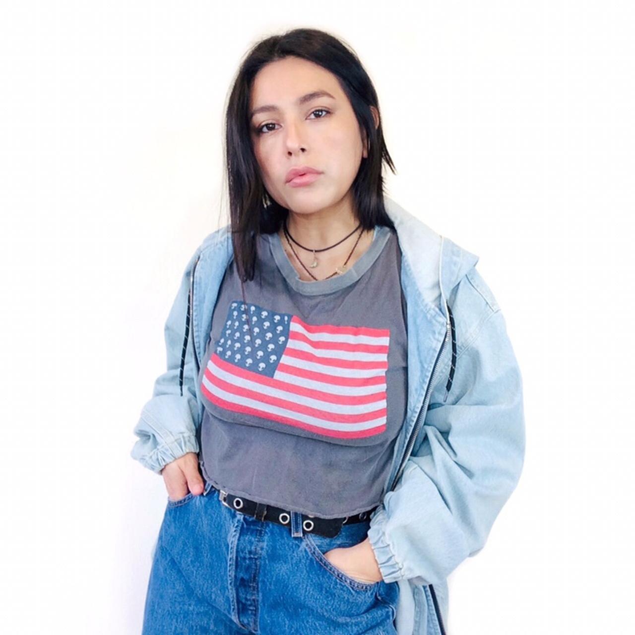 Brandy Melville distressed gray alien americana... Depop