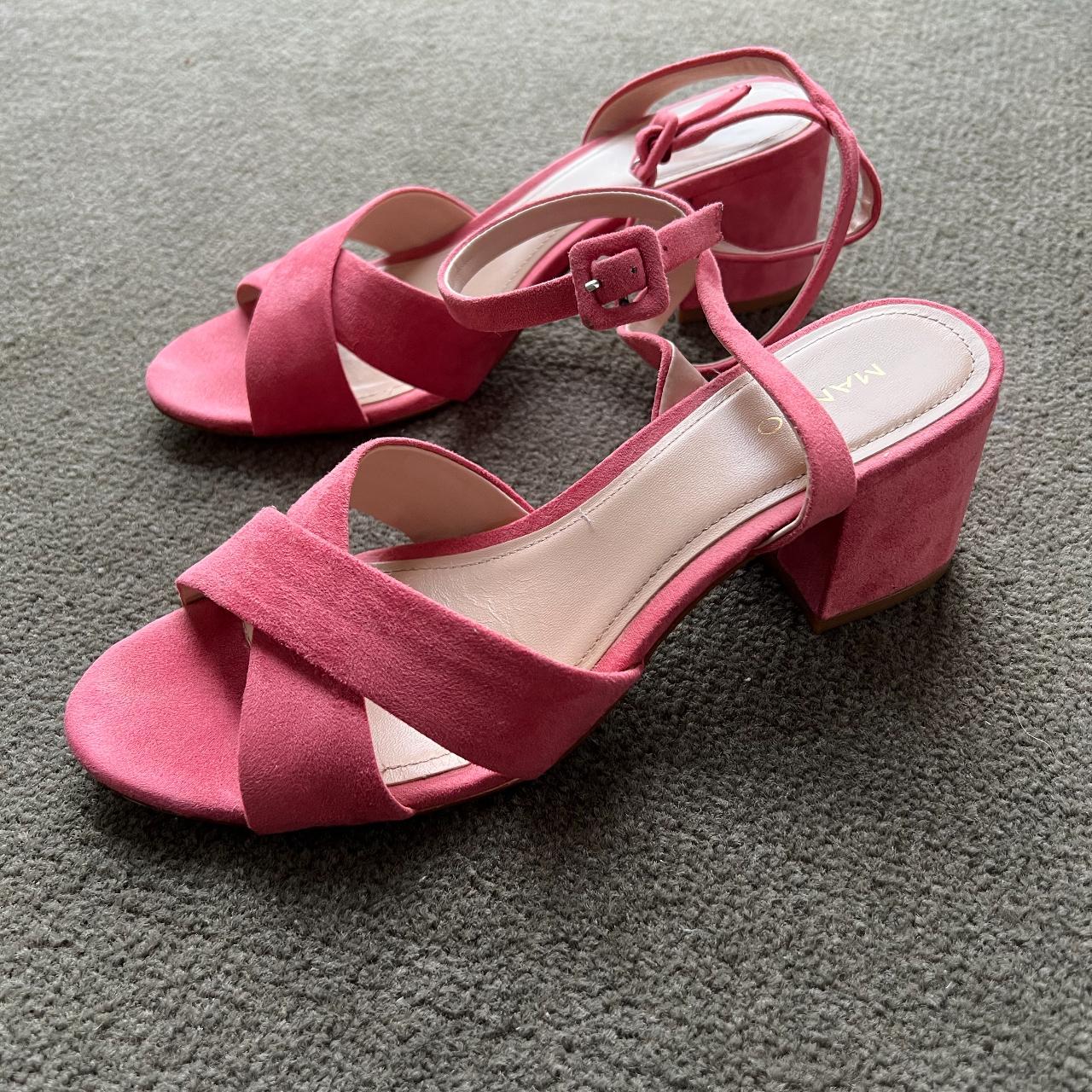 Mango Light Pink Suede Sandals in Size 39. Worn Depop