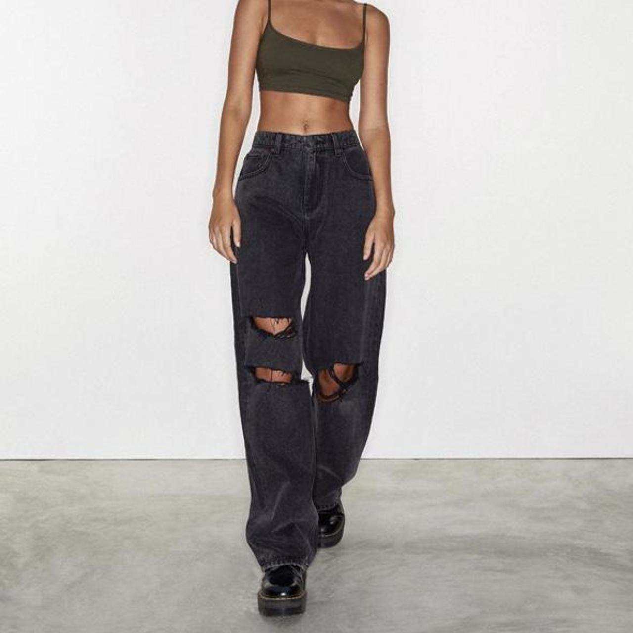 Motel Rocks Rips Parallel Jeans in Black Wash Size... Depop