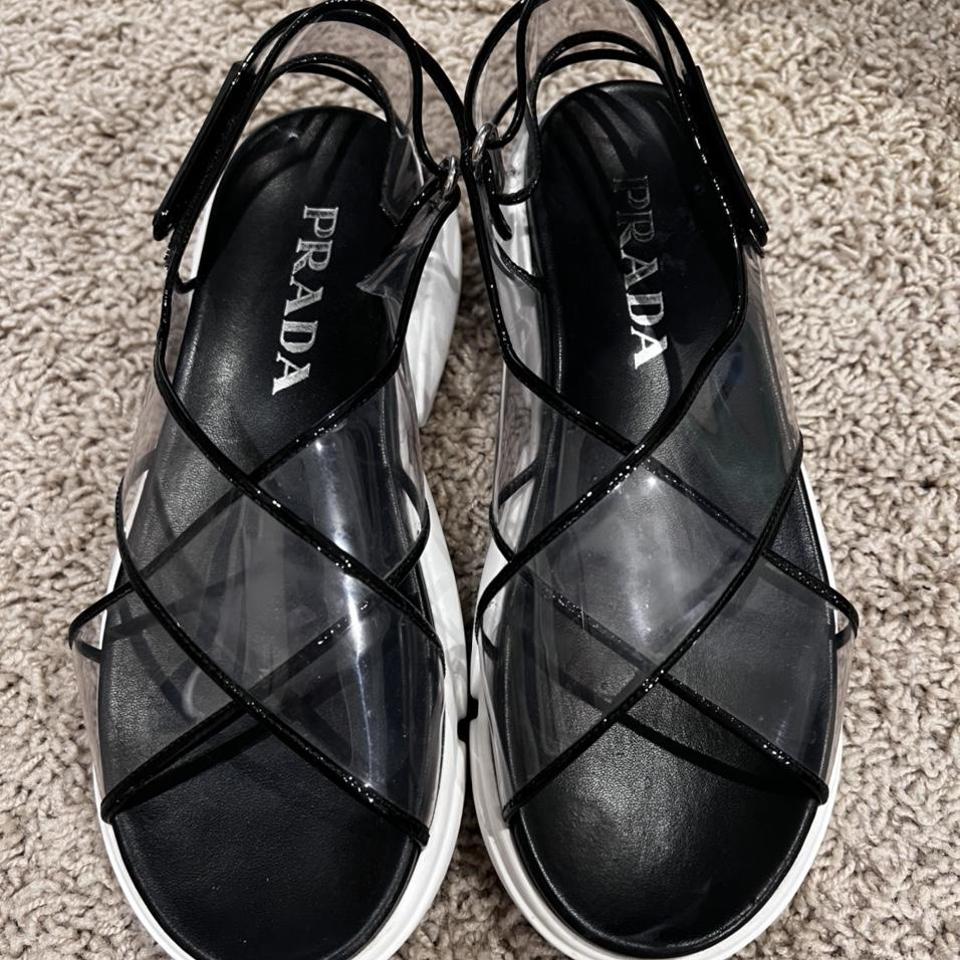 PRADA SANDALS WOMEN PLEXIGLASS TRANSPARENT. Depop